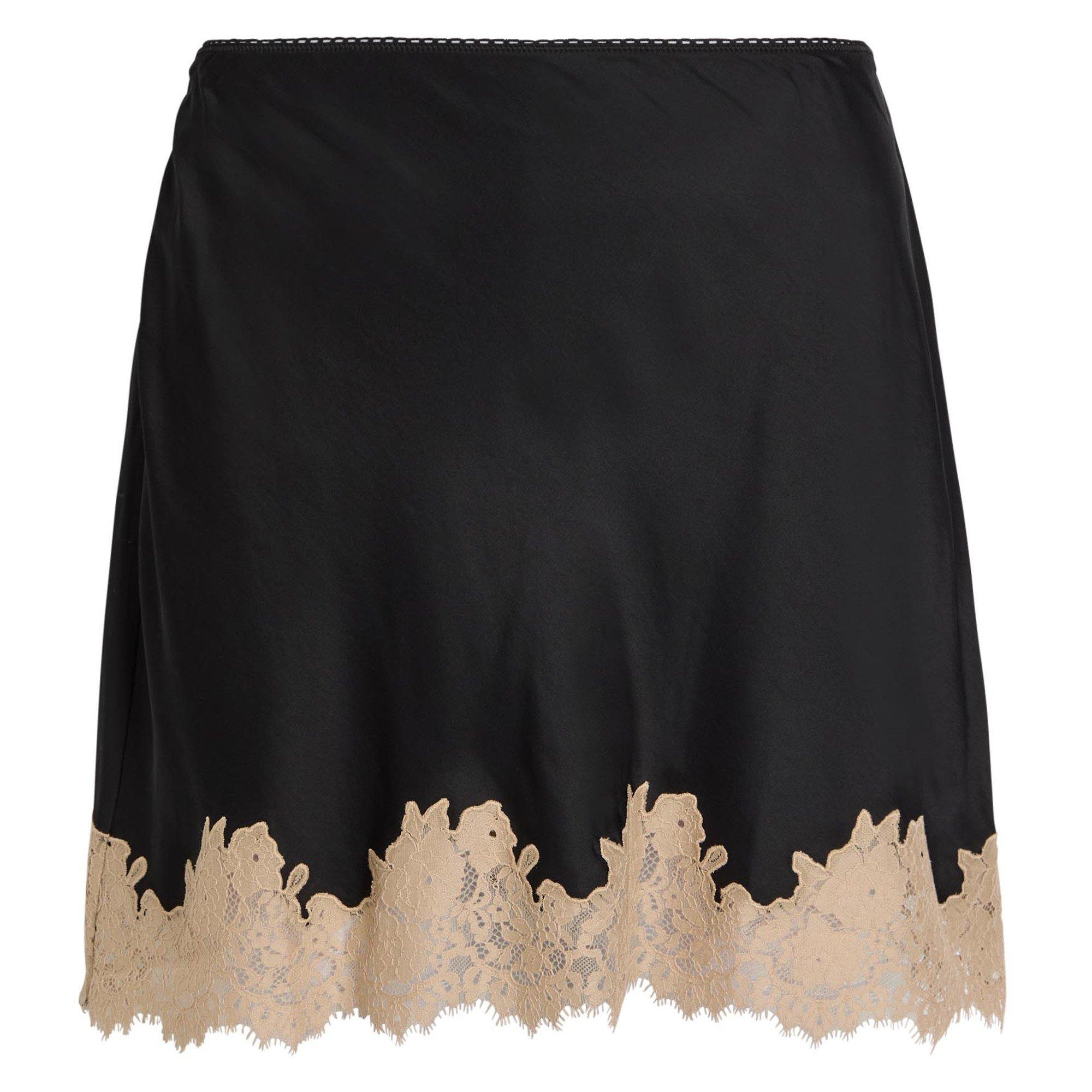 BLACK - RIXO - Women's Ariah Satin Mini A-Line Skirt - 1