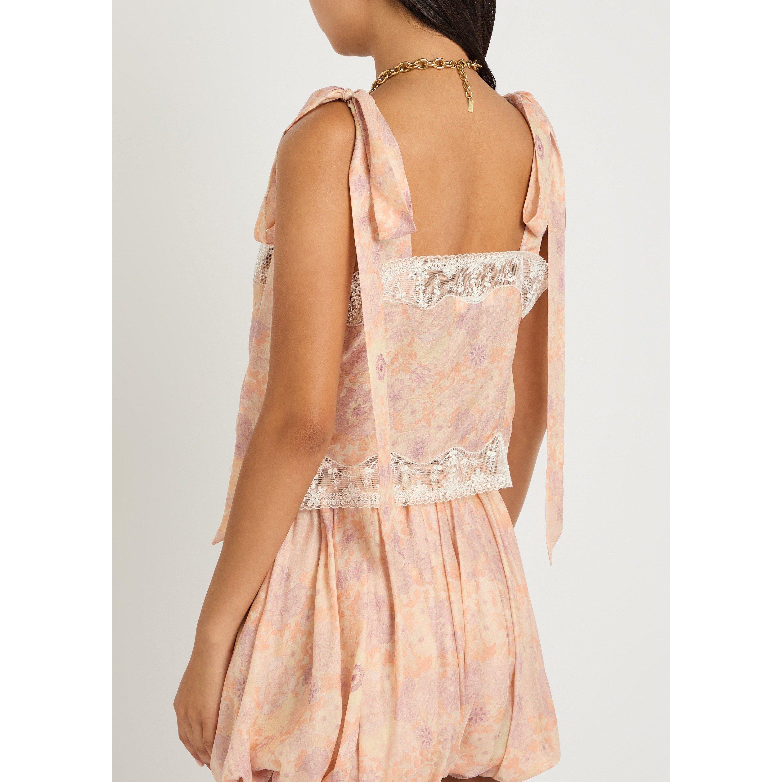MULTICOLOURED - Chloe - Women's Floral Silk Cropped Oversized-Fit Cami Top - 3