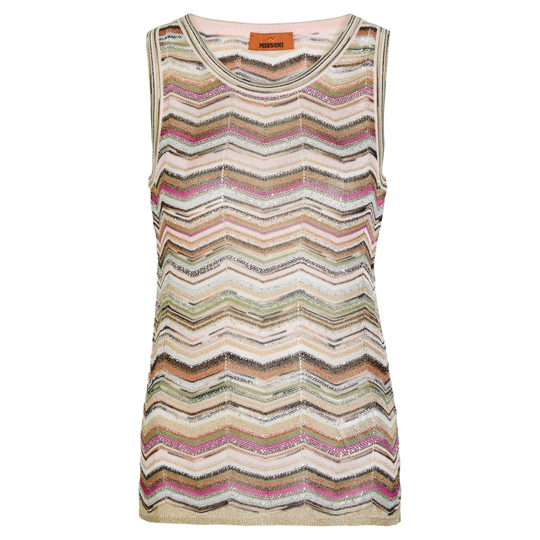 MULTICOLOURED - Missoni - Women's Embellished Round-Neck Slim-Fit Tank Top - 1
