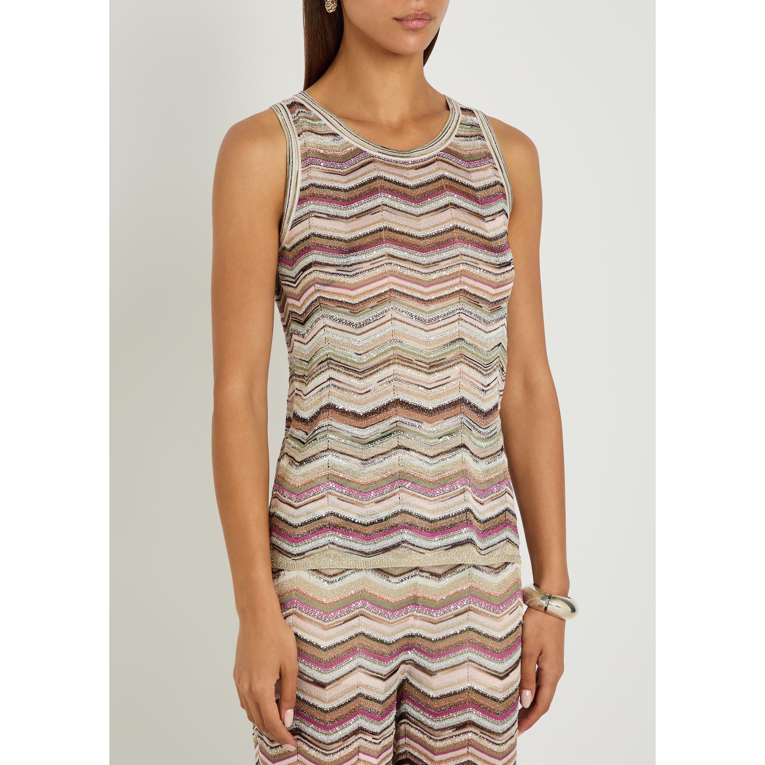 MULTICOLOURED - Missoni - Women's Embellished Round-Neck Slim-Fit Tank Top - 2