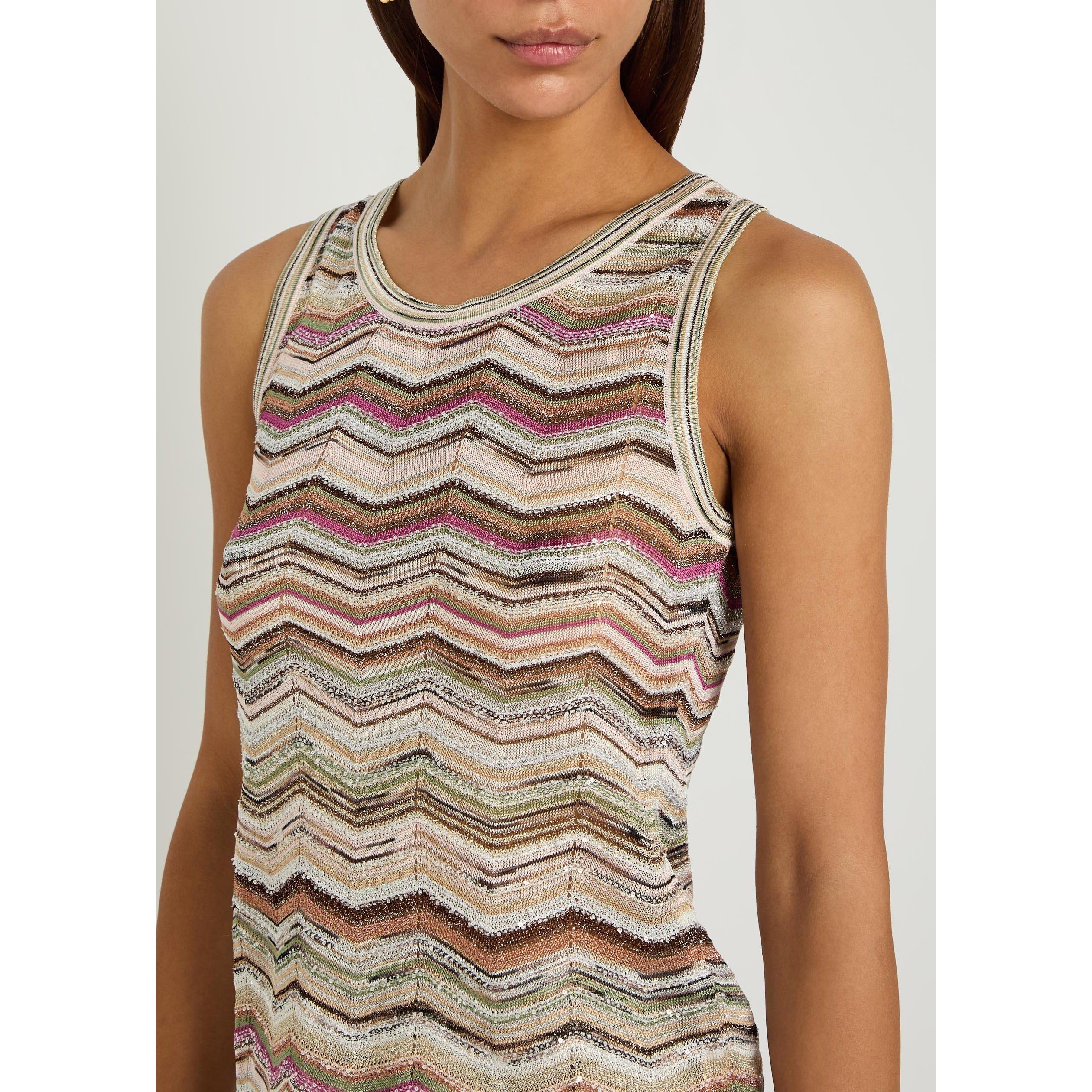 MULTICOLOURED - Missoni - Women's Embellished Round-Neck Slim-Fit Tank Top - 4