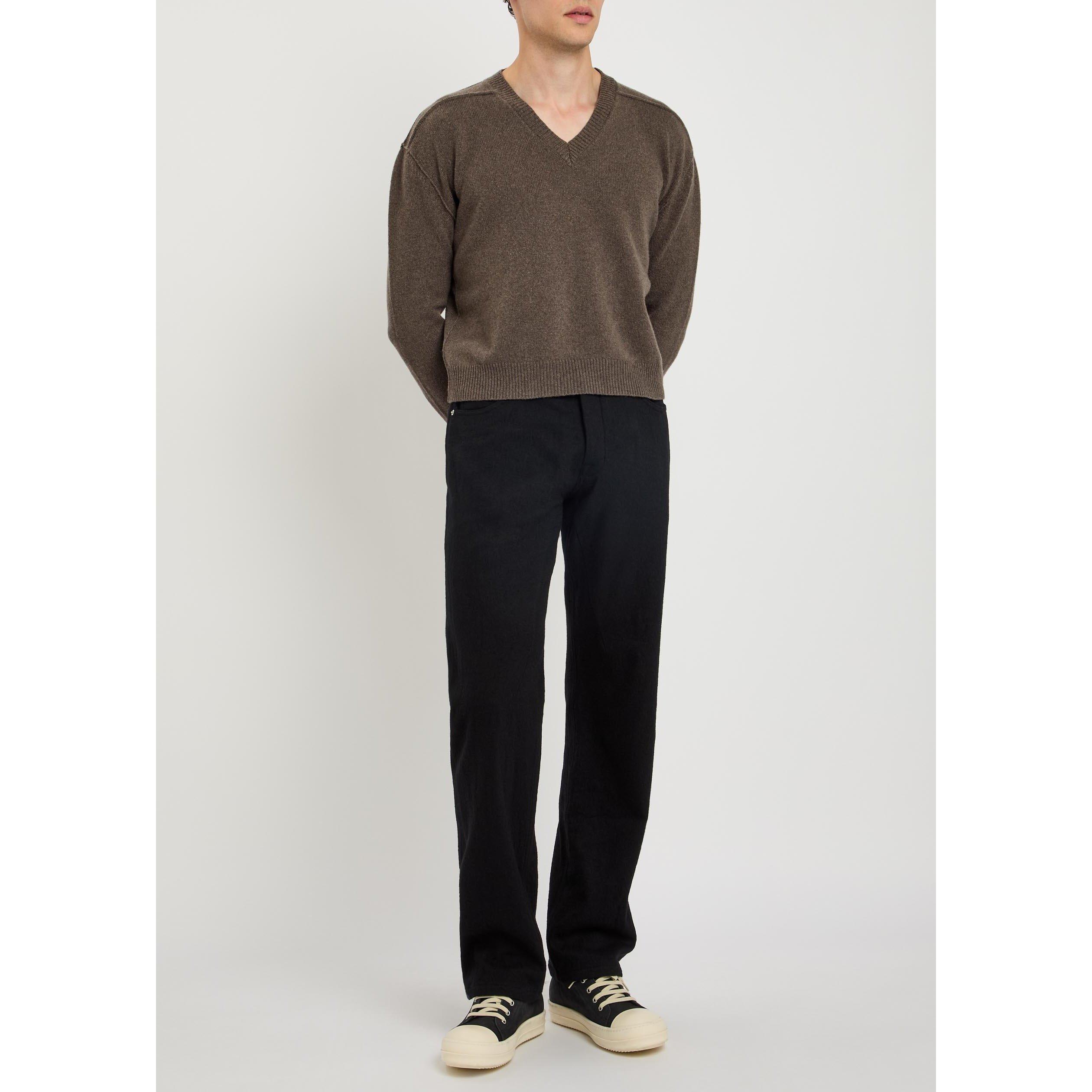 BLACK - Rick Owens - Men's Kurdt Cotton Wool Straight Jeans - 5