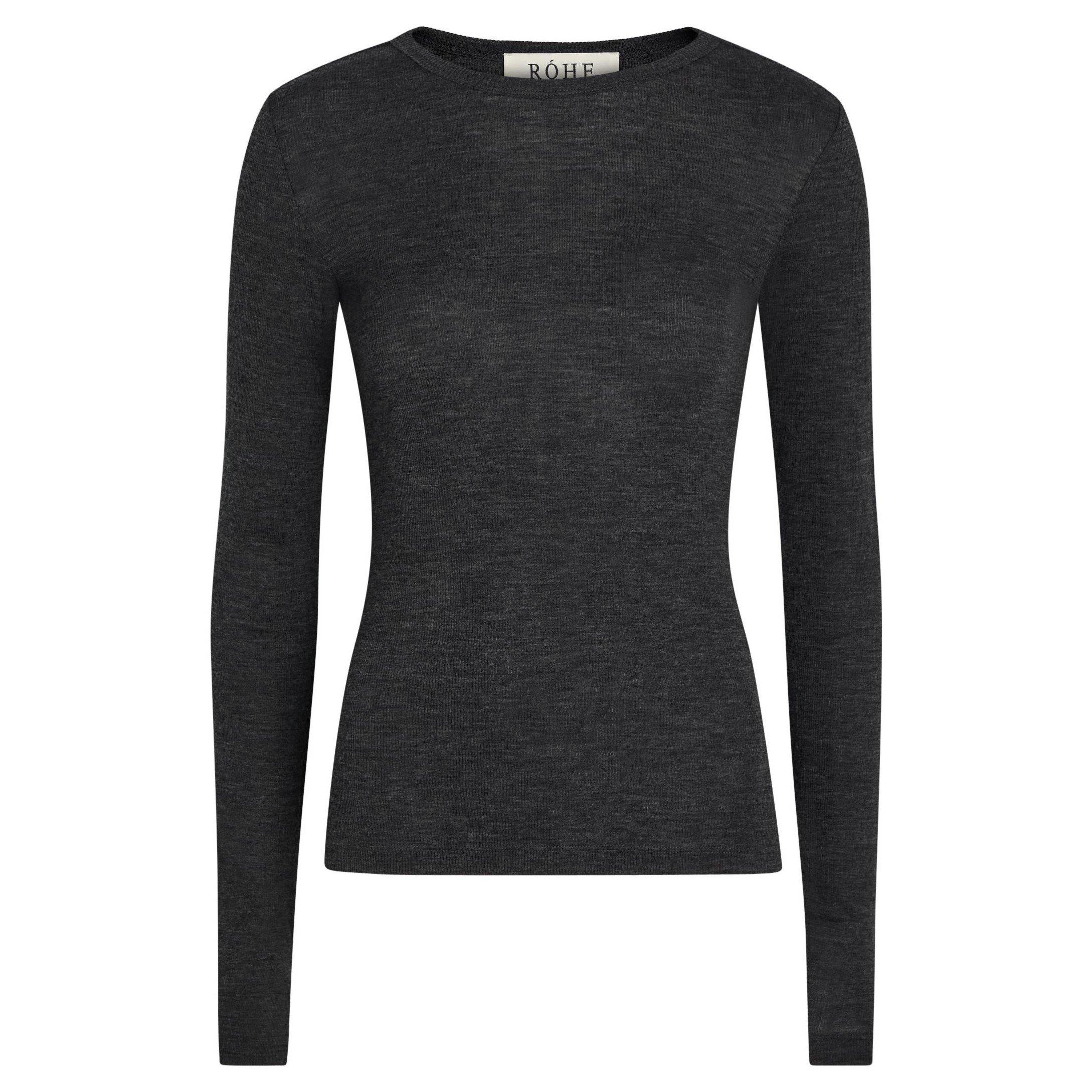 BLACK - Rohe - FINE MERINO RIB LONG SLEE
