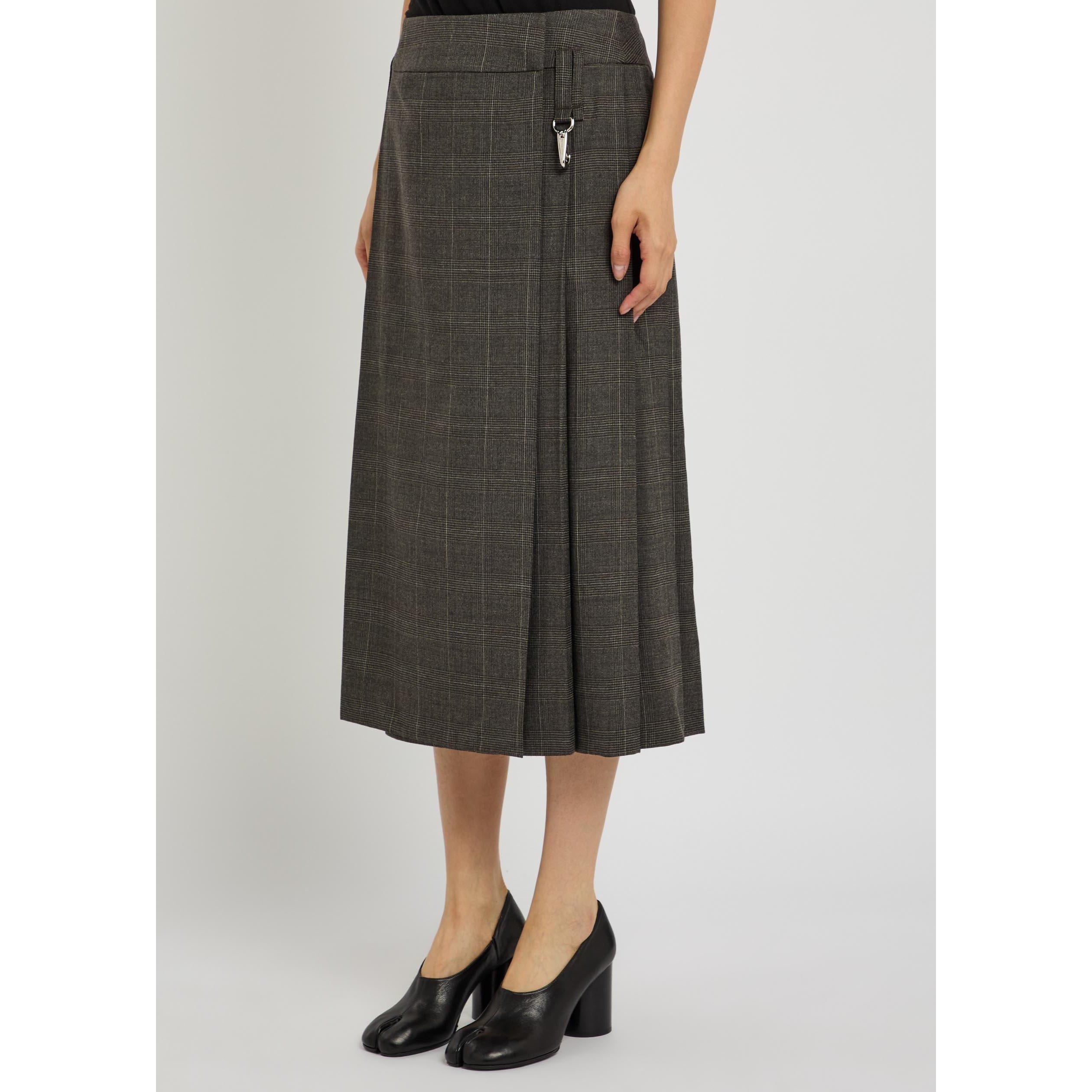 DARK BROWN - Simone Rocha - Women's Tailored Clip Kilt Check Wool A-Line Skirt - 2