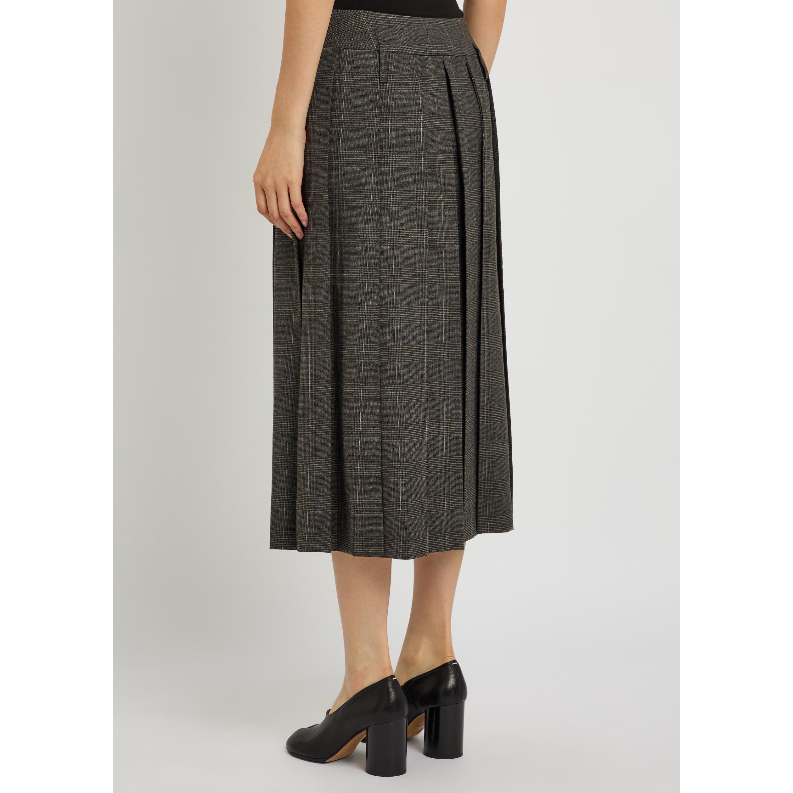 DARK BROWN - Simone Rocha - Women's Tailored Clip Kilt Check Wool A-Line Skirt - 3