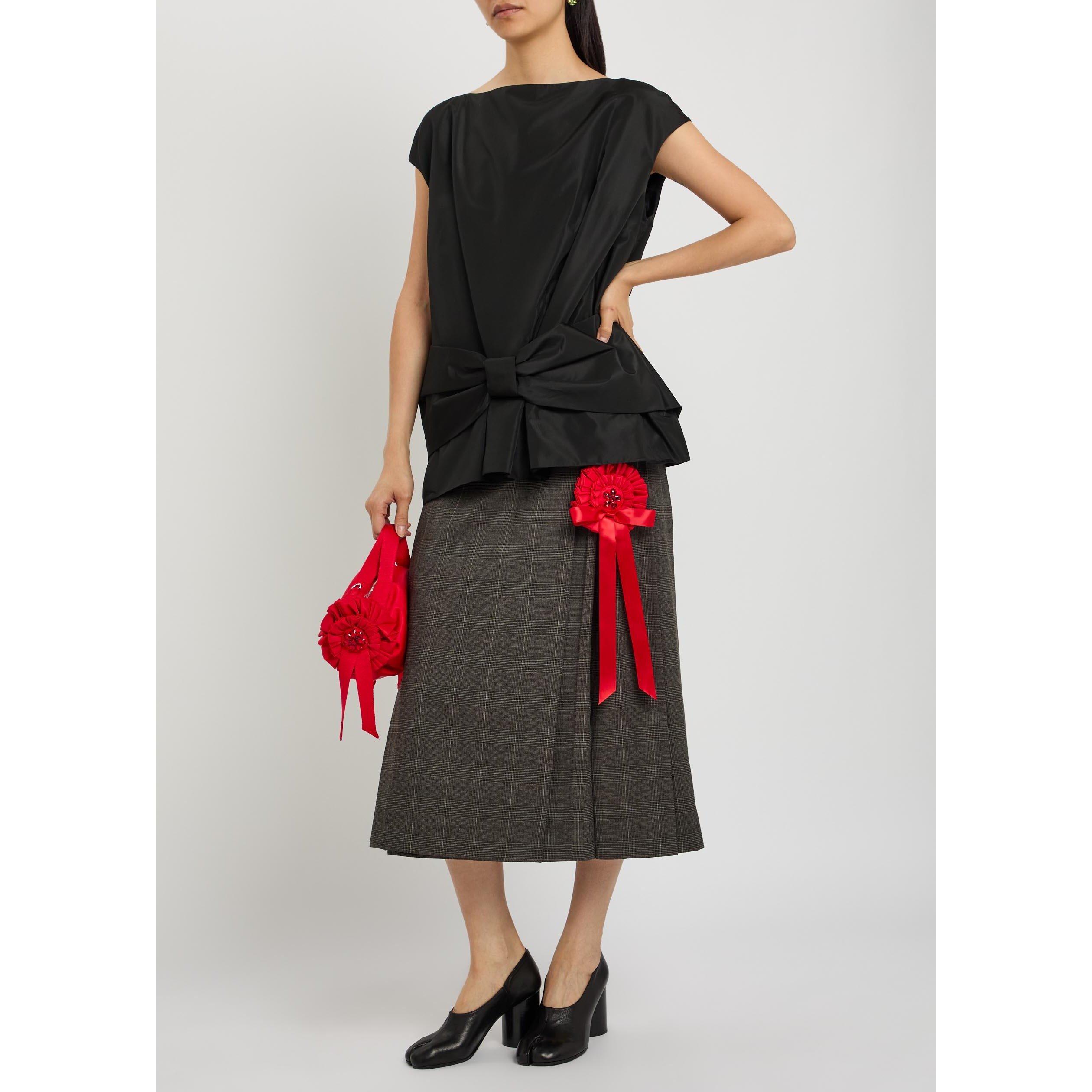 DARK BROWN - Simone Rocha - Women's Tailored Clip Kilt Check Wool A-Line Skirt - 5