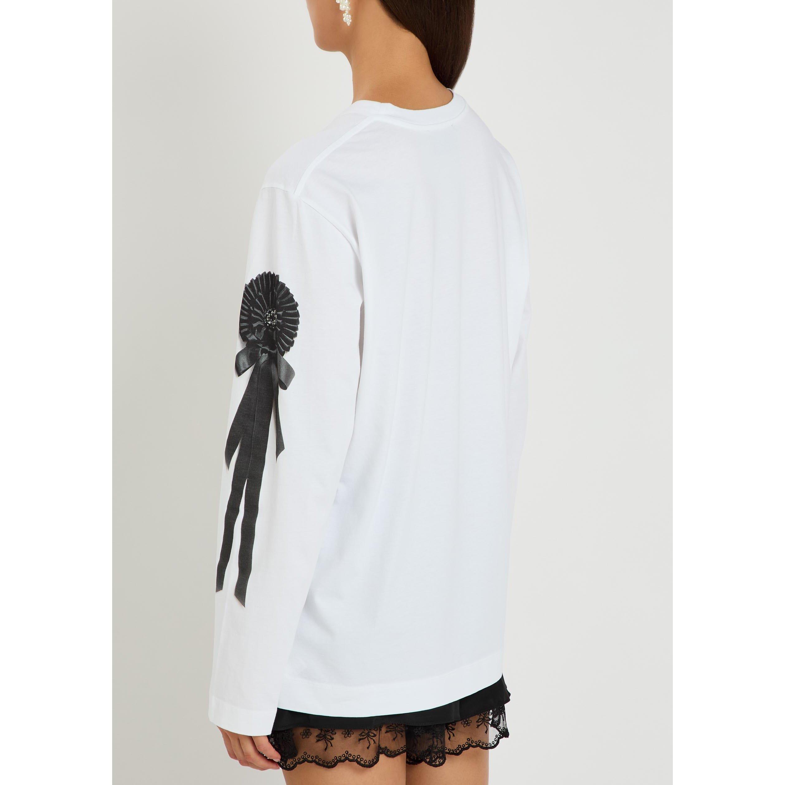 WHITE - Simone Rocha - RIBBON ROSETTE PRINT LONG SLEE - 3
