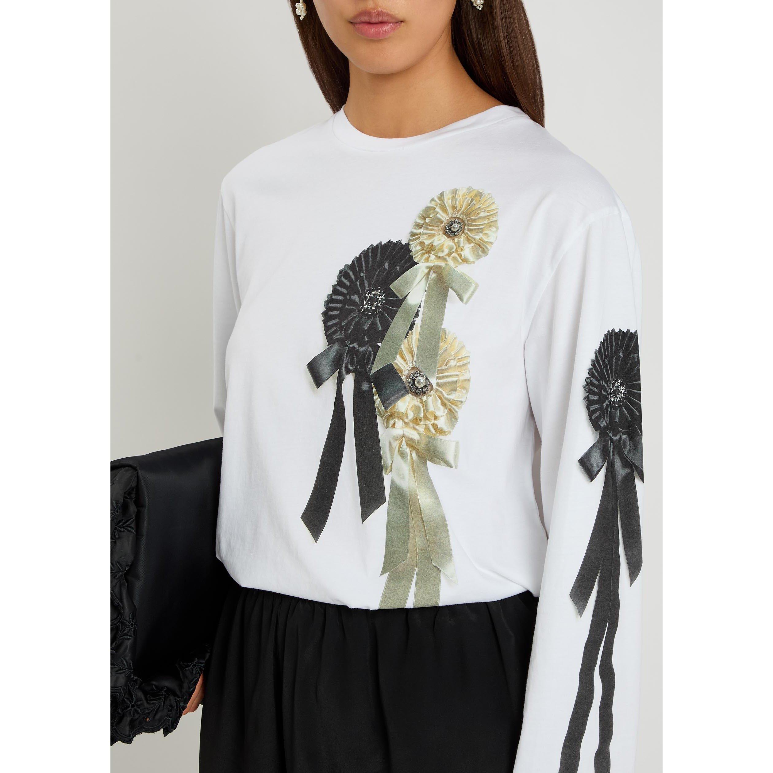 WHITE - Simone Rocha - RIBBON ROSETTE PRINT LONG SLEE - 4