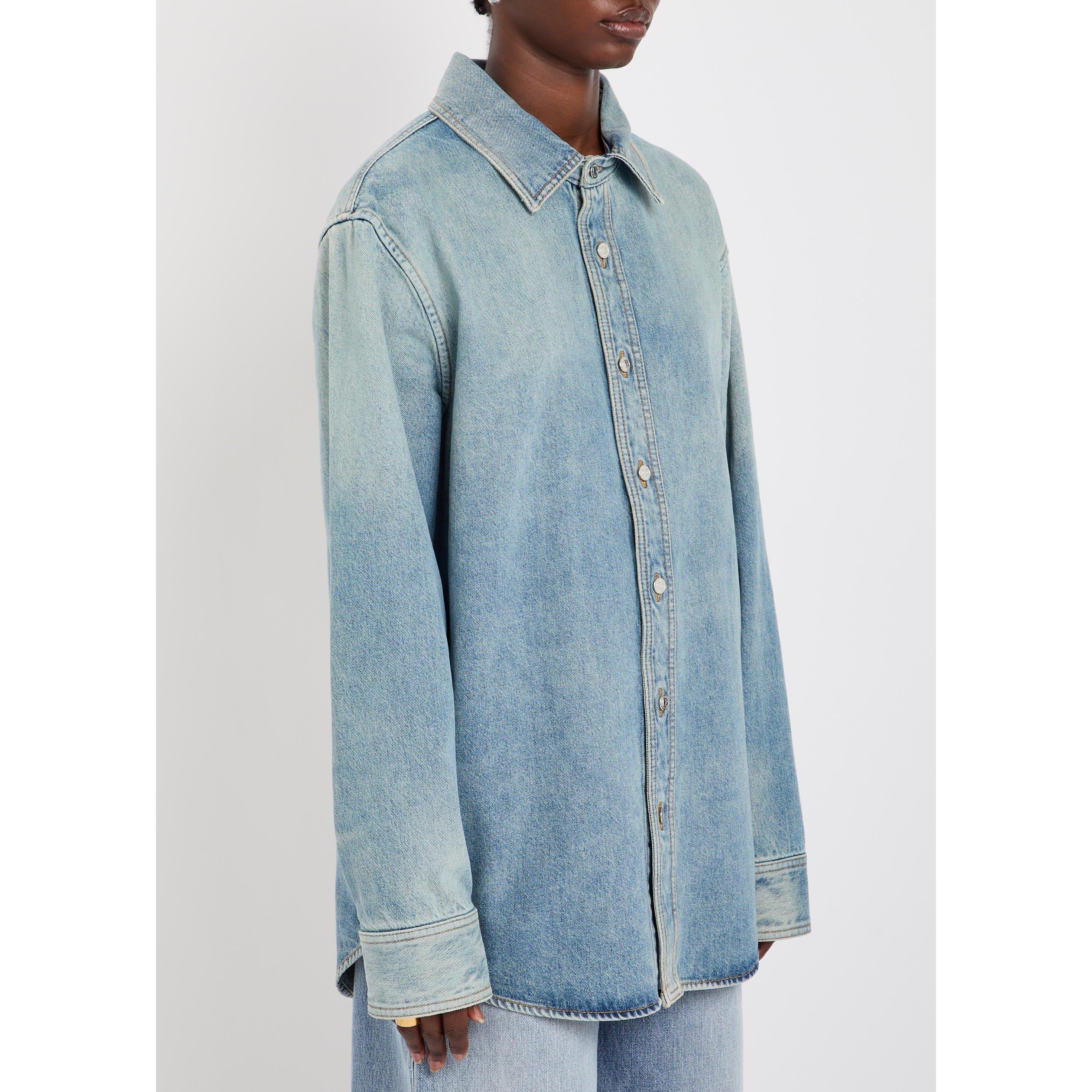 BLUE - Armarium - Women's Jack Cotton Long-Sleeve Oversized-Fit Denim Shirt - 2