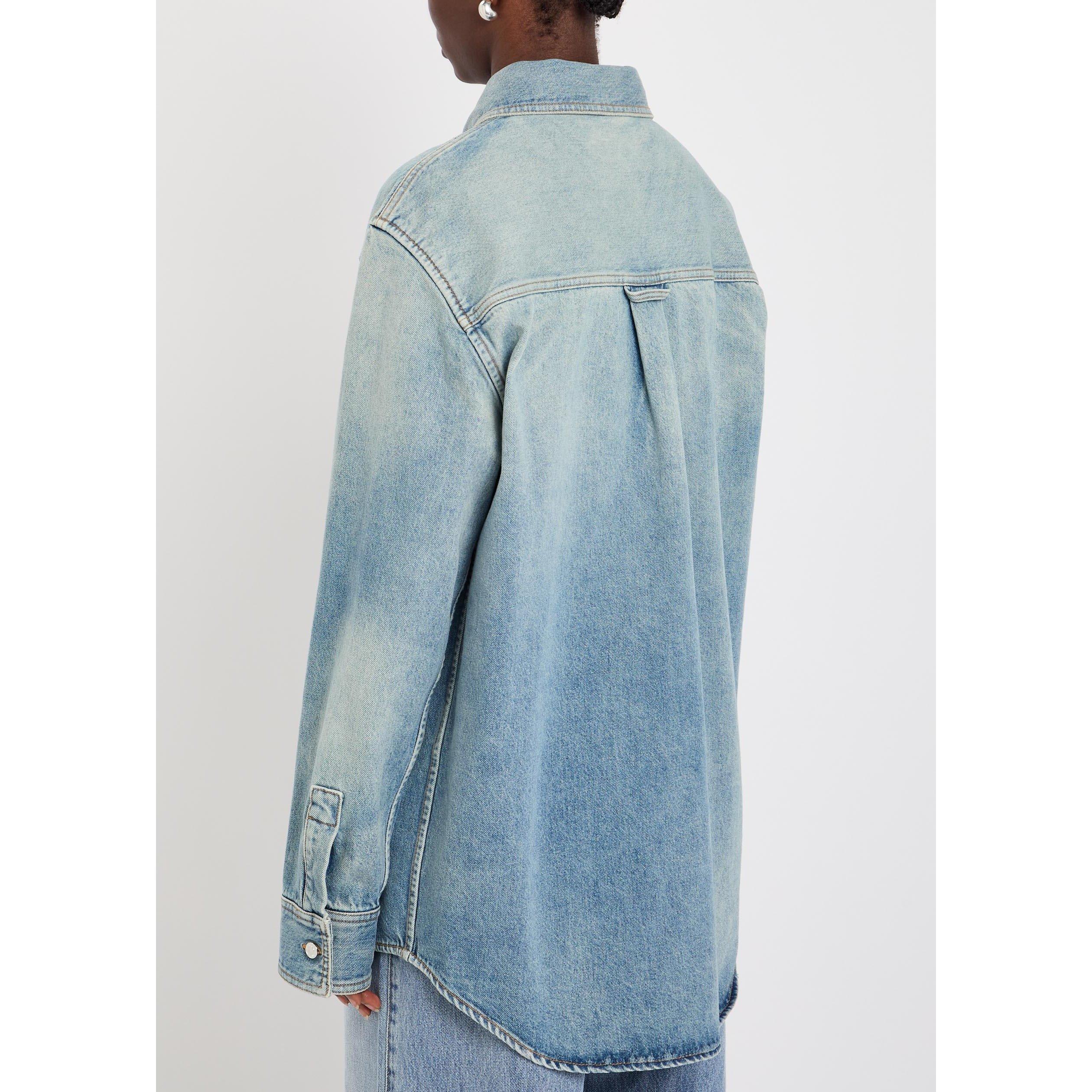 BLUE - Armarium - Women's Jack Cotton Long-Sleeve Oversized-Fit Denim Shirt - 3