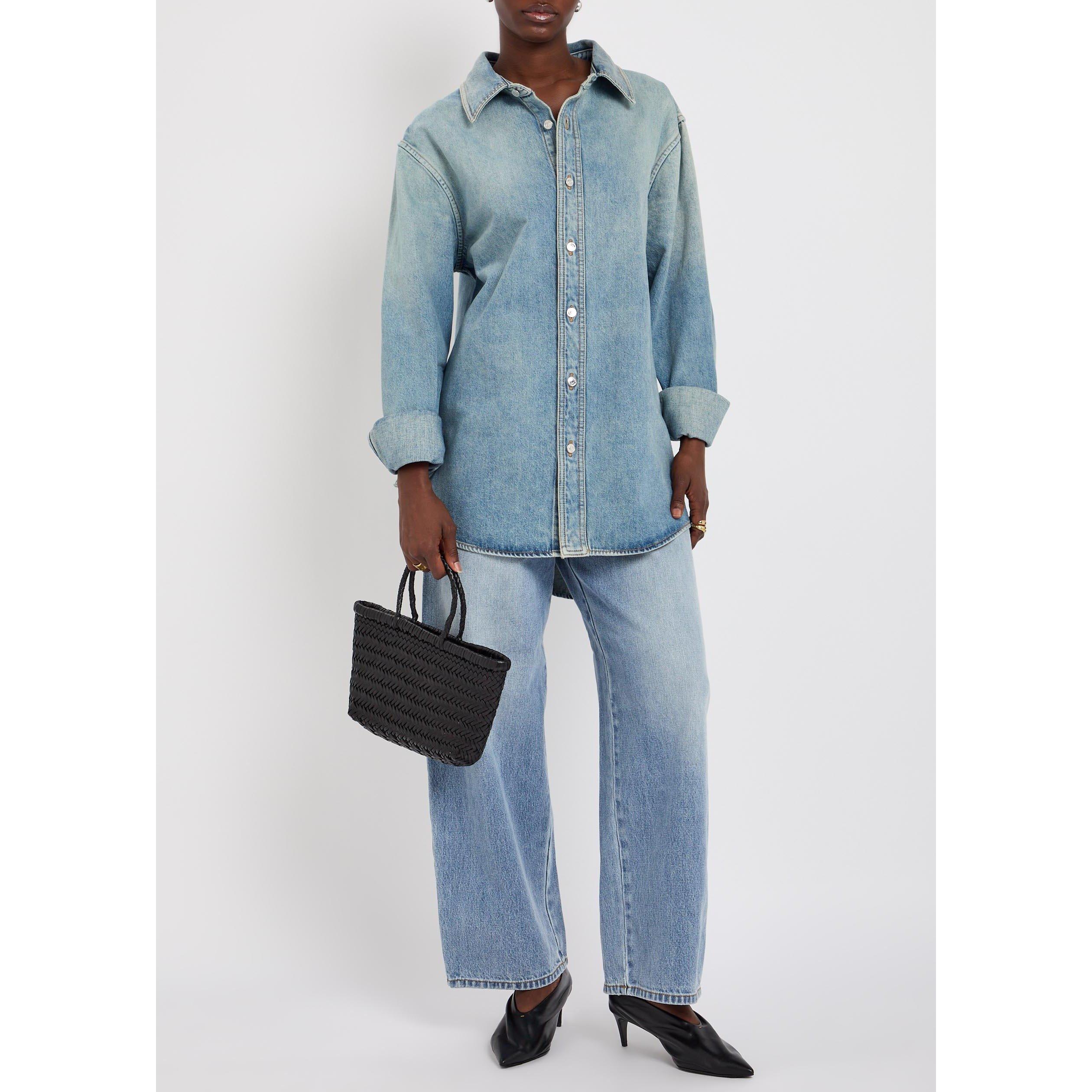 BLUE - Armarium - Women's Jack Cotton Long-Sleeve Oversized-Fit Denim Shirt - 5