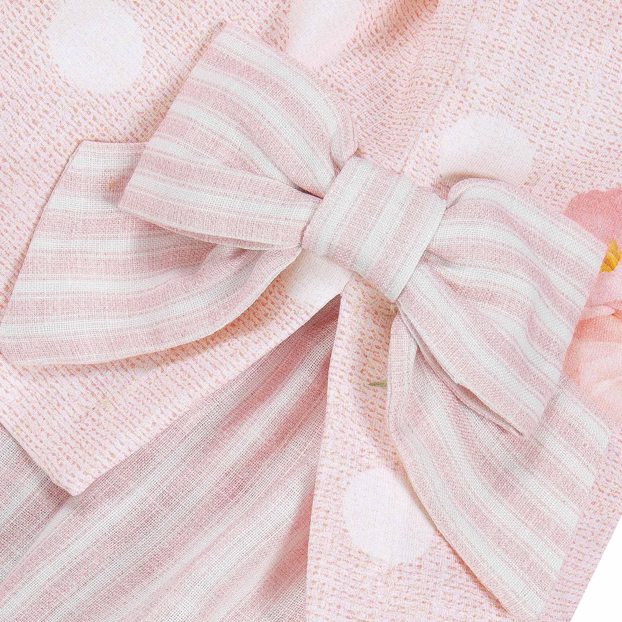 Lt Pink E1070 - LAPIN HOUSE - Kids' Floral Bow Tiered A-Line Jersey Dress - 3