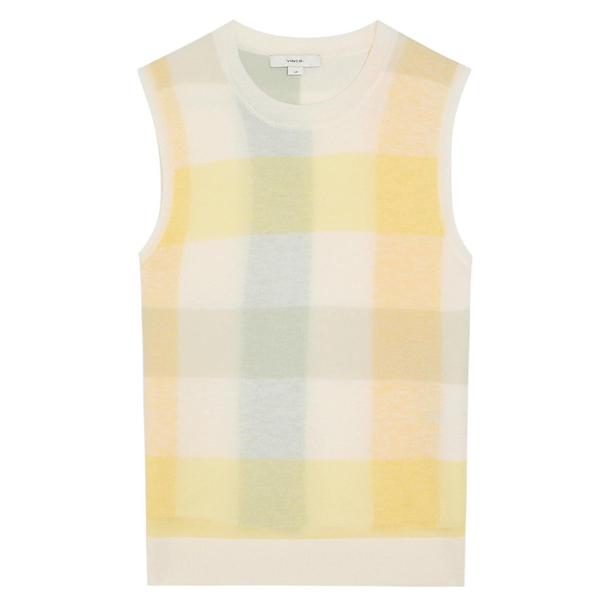 YELLOW AND OTHE - Vince - T PLAID CREW NK SHELL TOP - 1