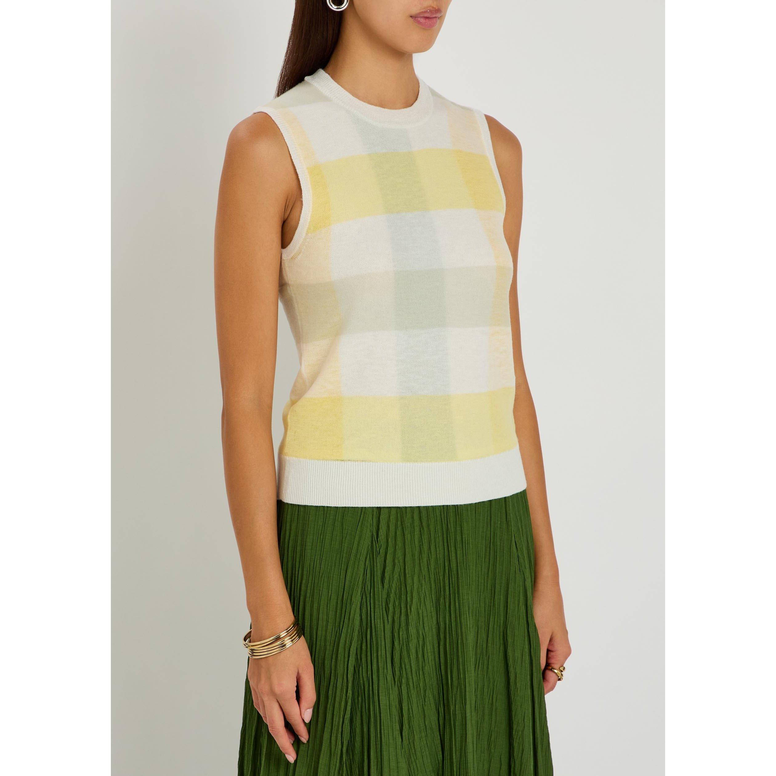 YELLOW AND OTHE - Vince - T PLAID CREW NK SHELL TOP - 2