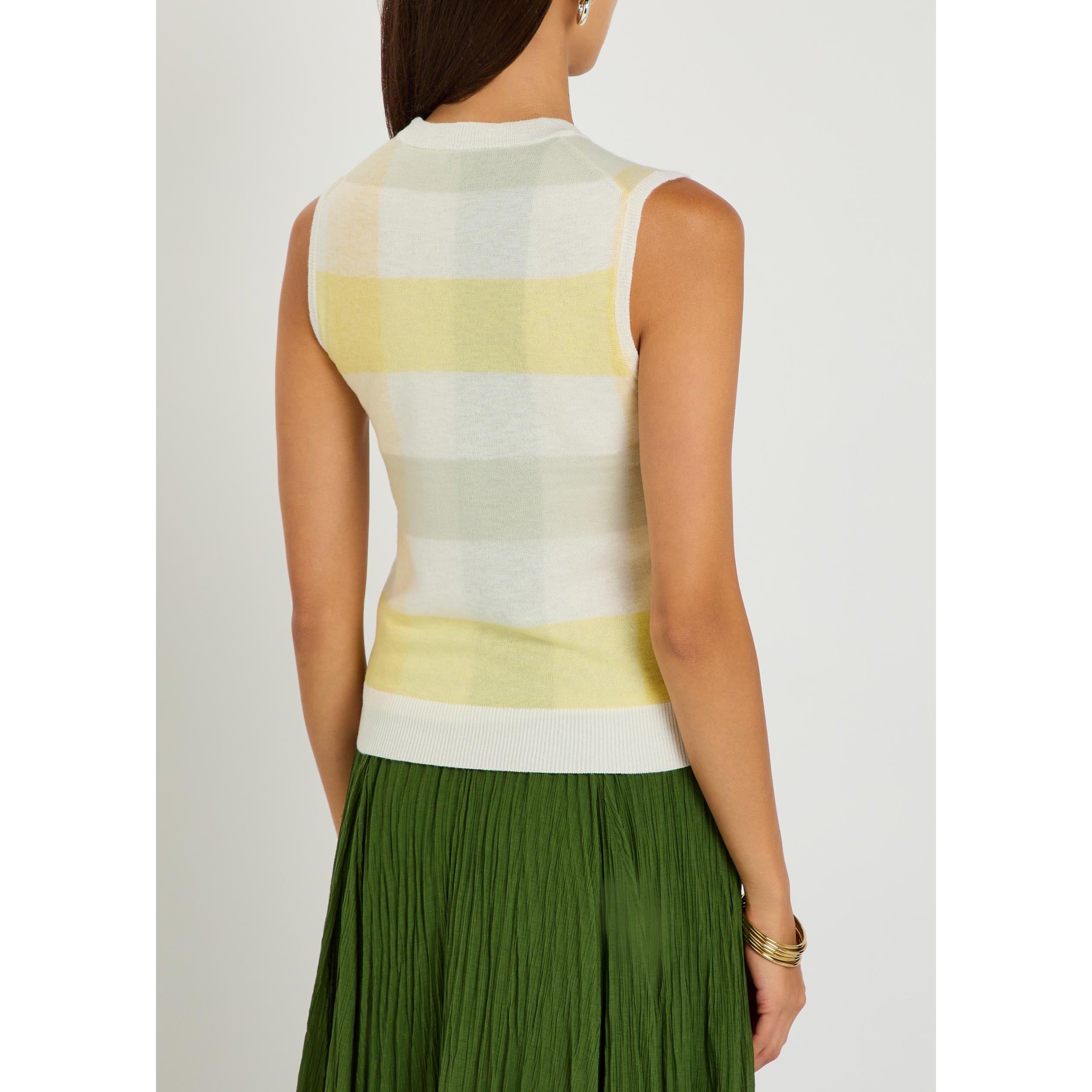 YELLOW AND OTHE - Vince - T PLAID CREW NK SHELL TOP - 3