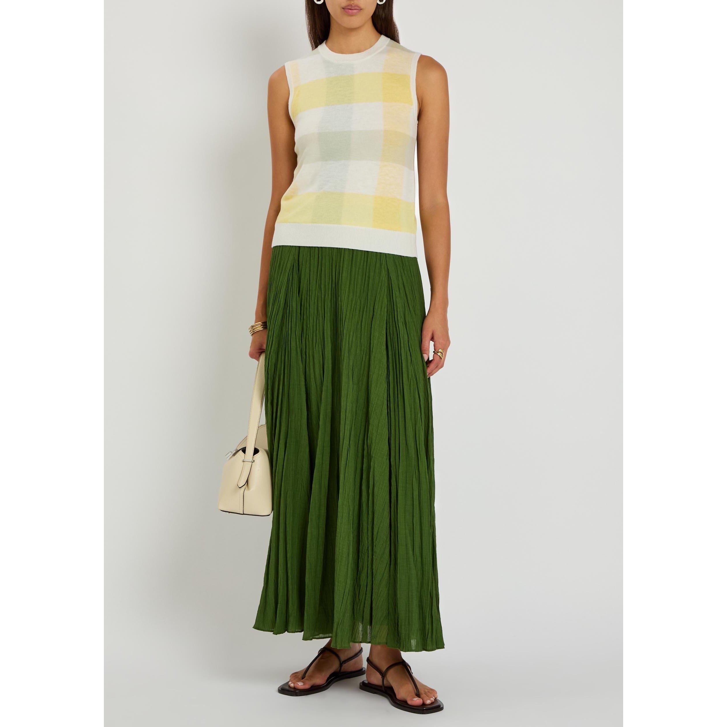 YELLOW AND OTHE - Vince - T PLAID CREW NK SHELL TOP - 5