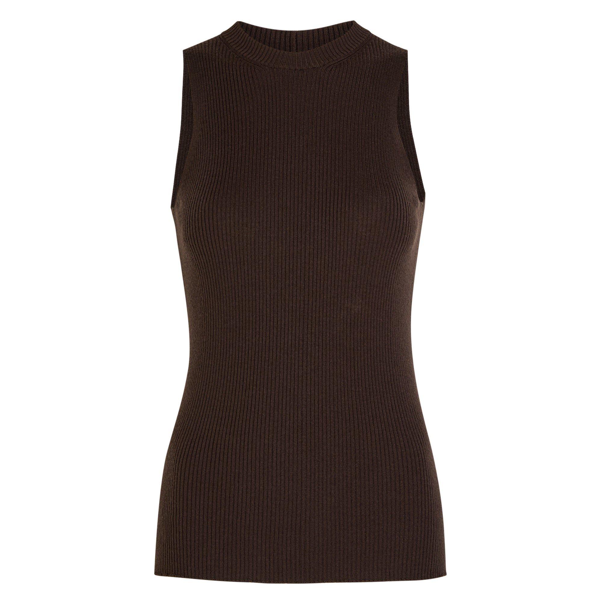 DARK BROWN - Rick Owens - Women's Wool Slim-Fit Tank Top - 1
