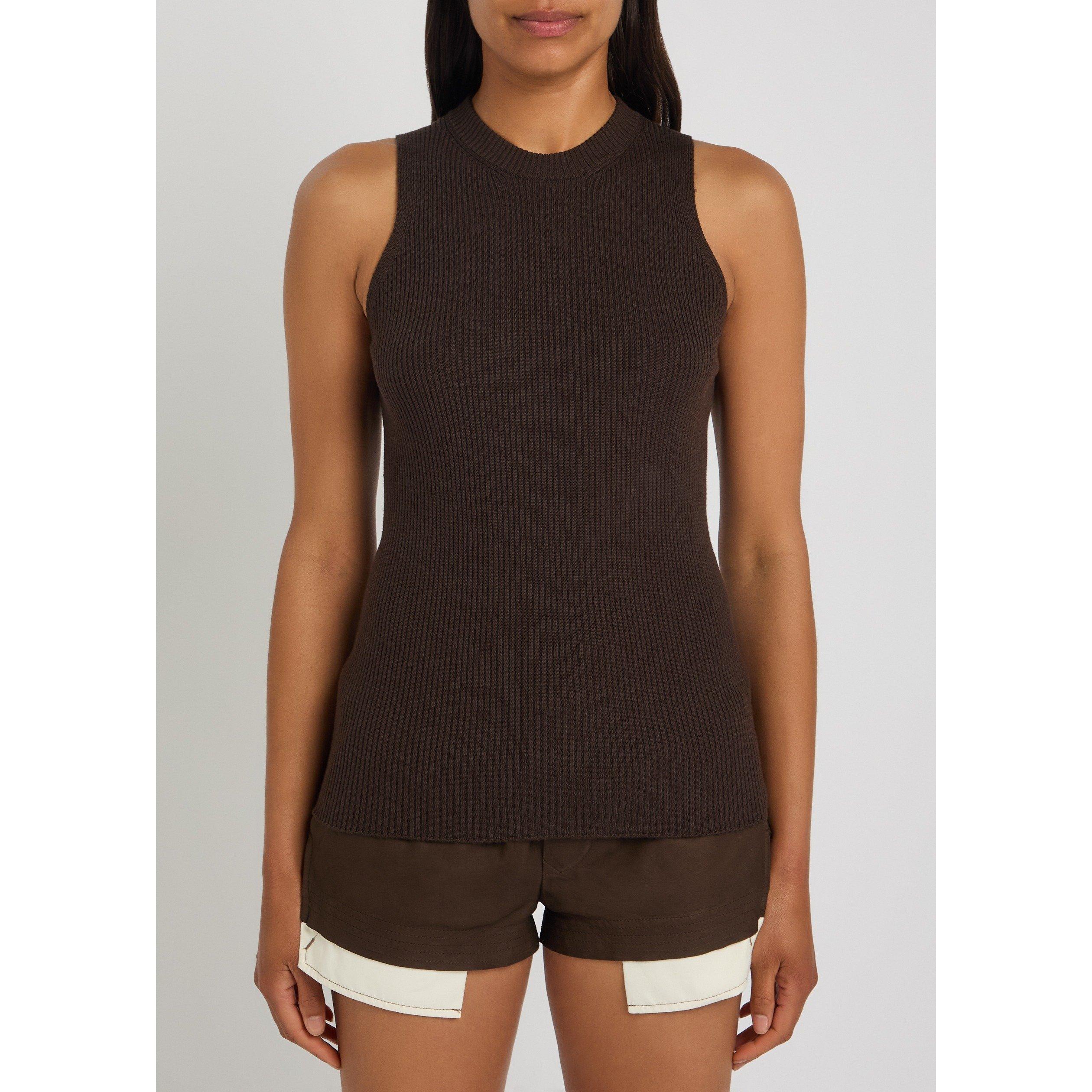 DARK BROWN - Rick Owens - Women's Wool Slim-Fit Tank Top - 2