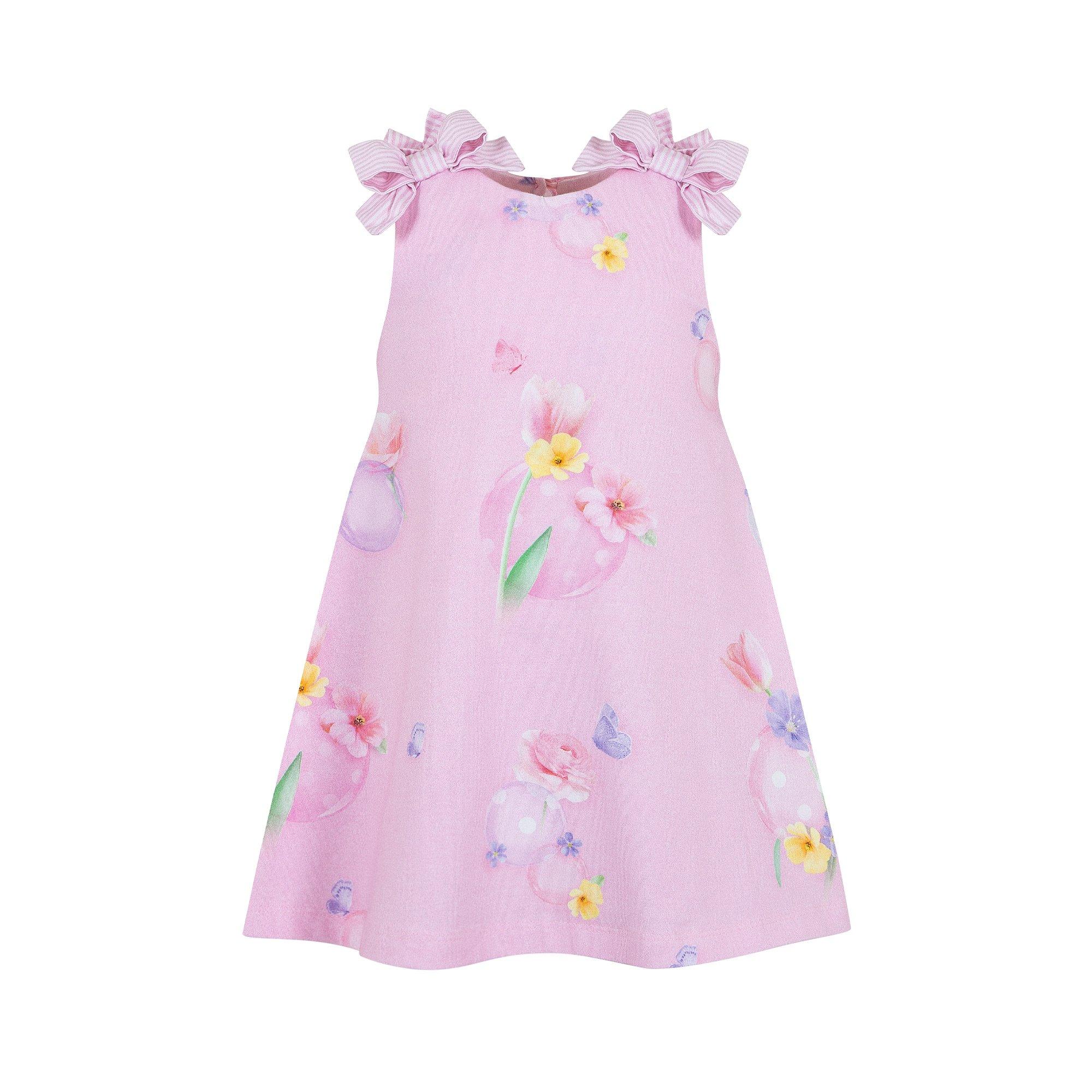 open lace back dress Girls Pink Floral Jumper Dress