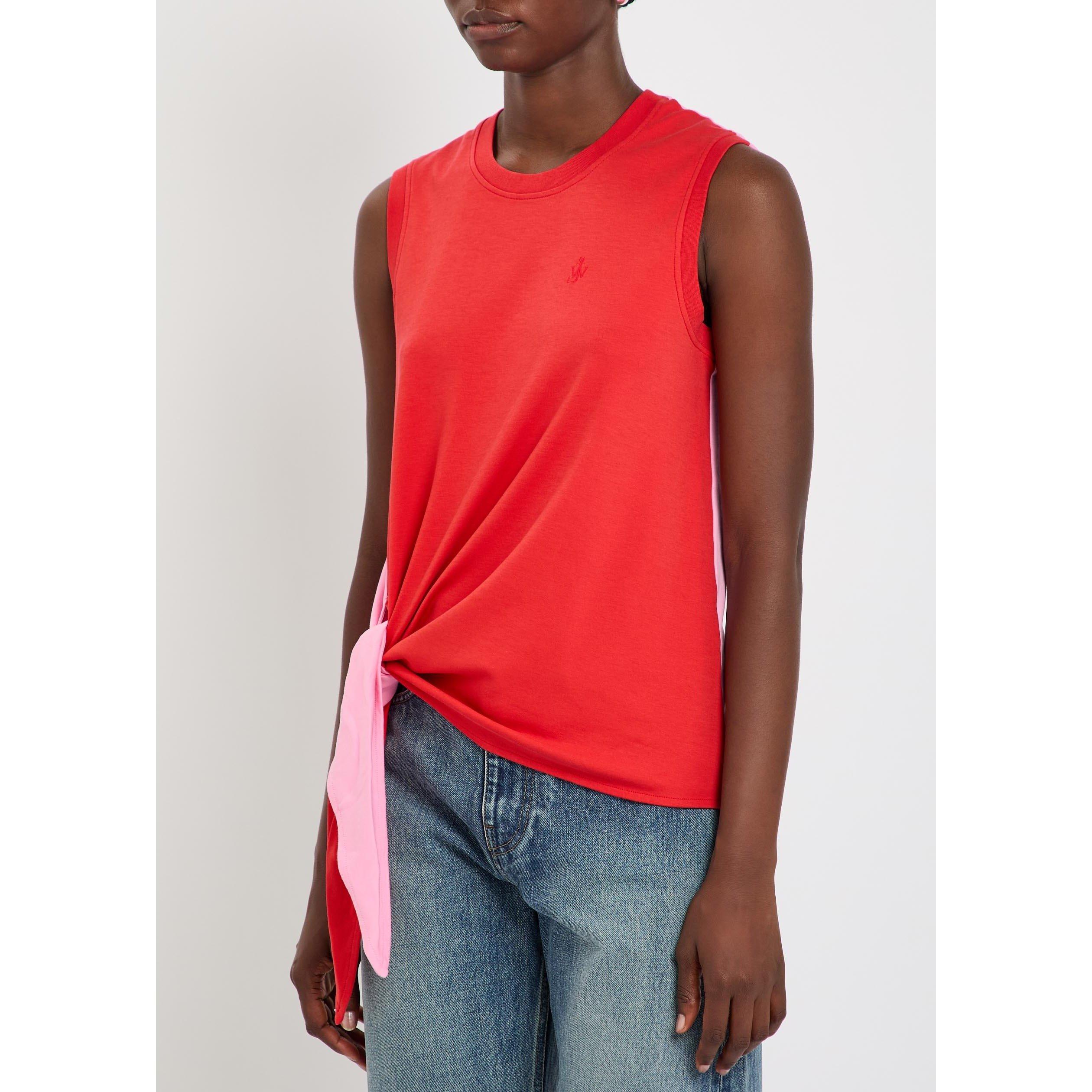 RED AND OTHER - JW Anderson - BICOLOUR TIE HEM TOP - 2