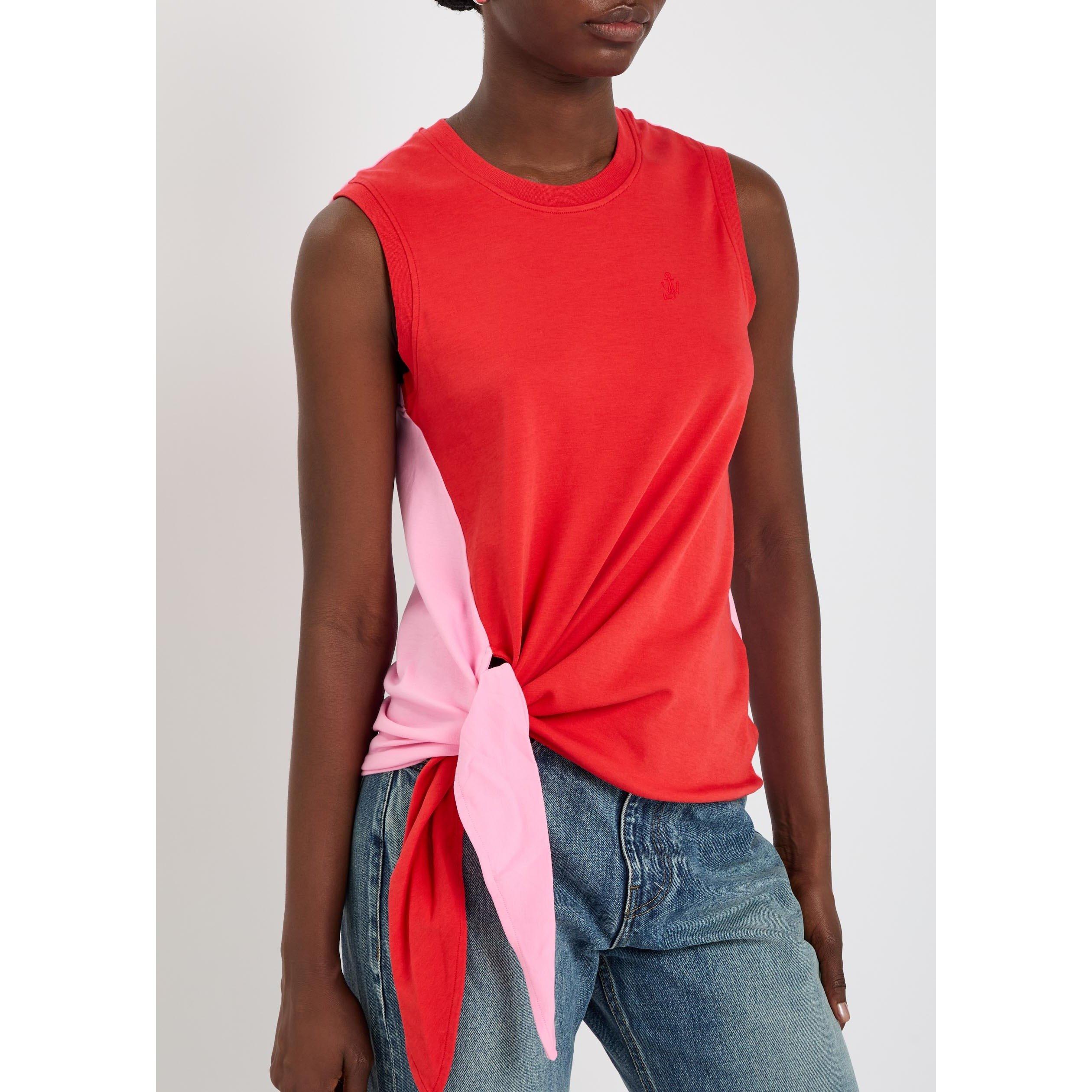 RED AND OTHER - JW Anderson - BICOLOUR TIE HEM TOP - 4