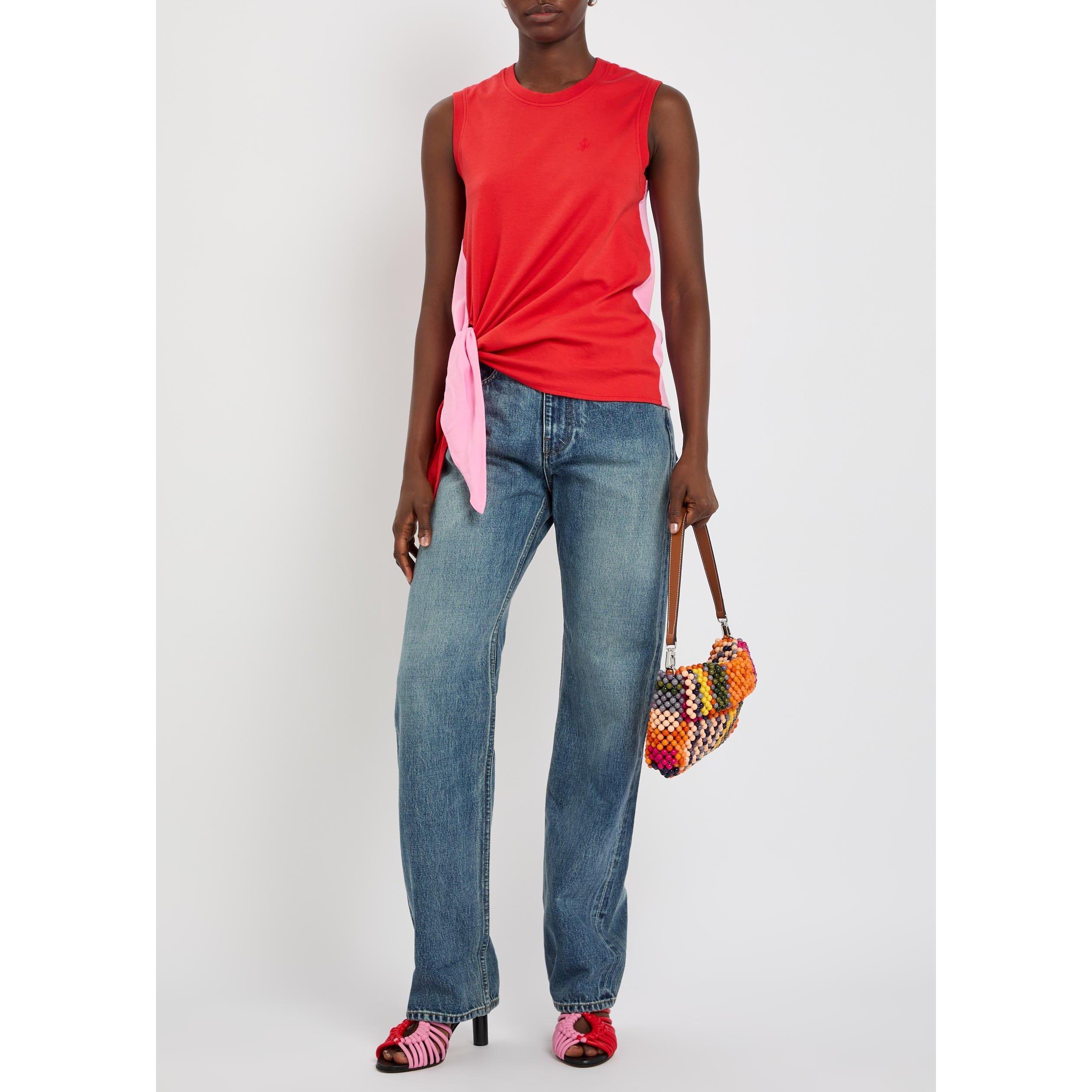 RED AND OTHER - JW Anderson - BICOLOUR TIE HEM TOP - 5