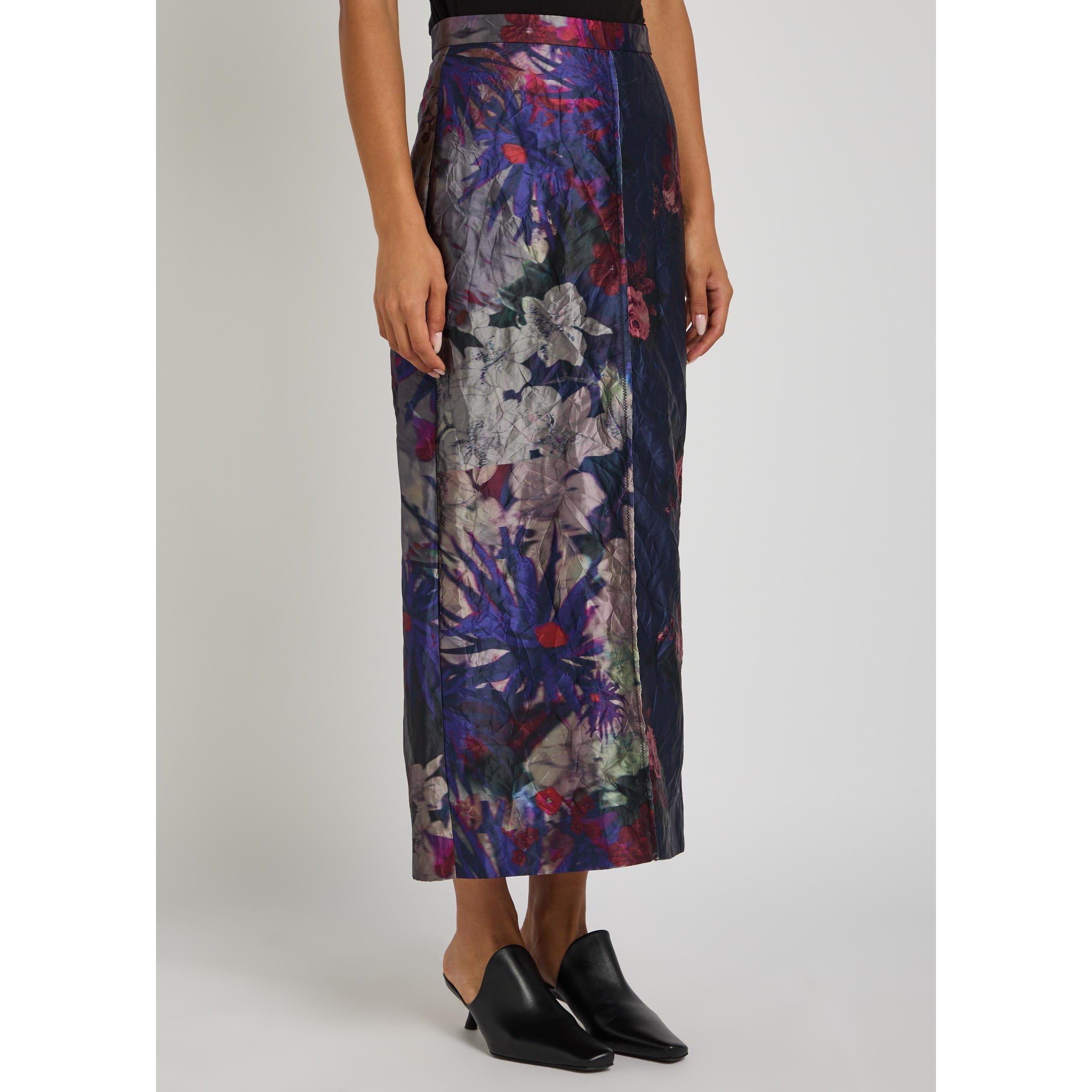 BLUE - Erdem - TEXTURED SATIN PENCIL SKIRT - 2