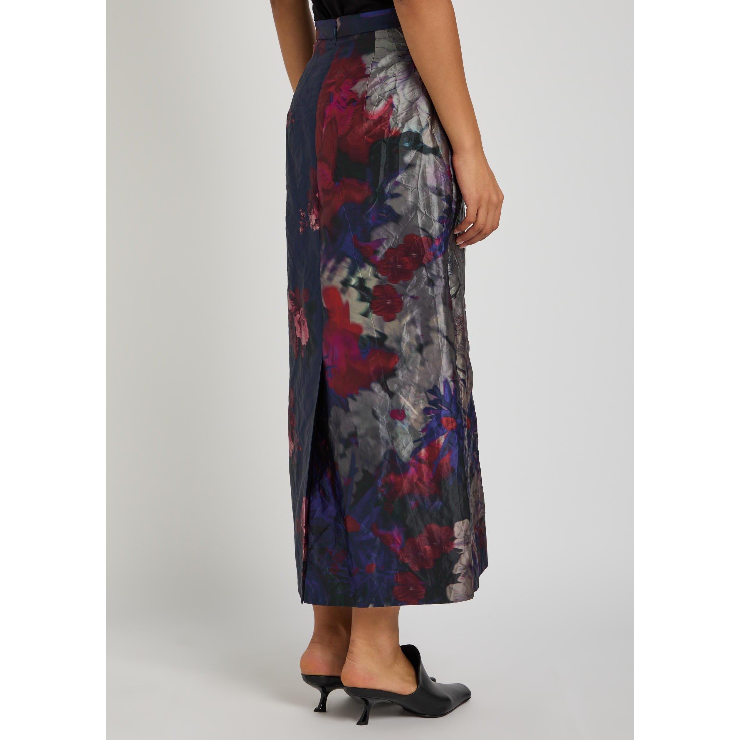 BLUE - Erdem - TEXTURED SATIN PENCIL SKIRT - 3