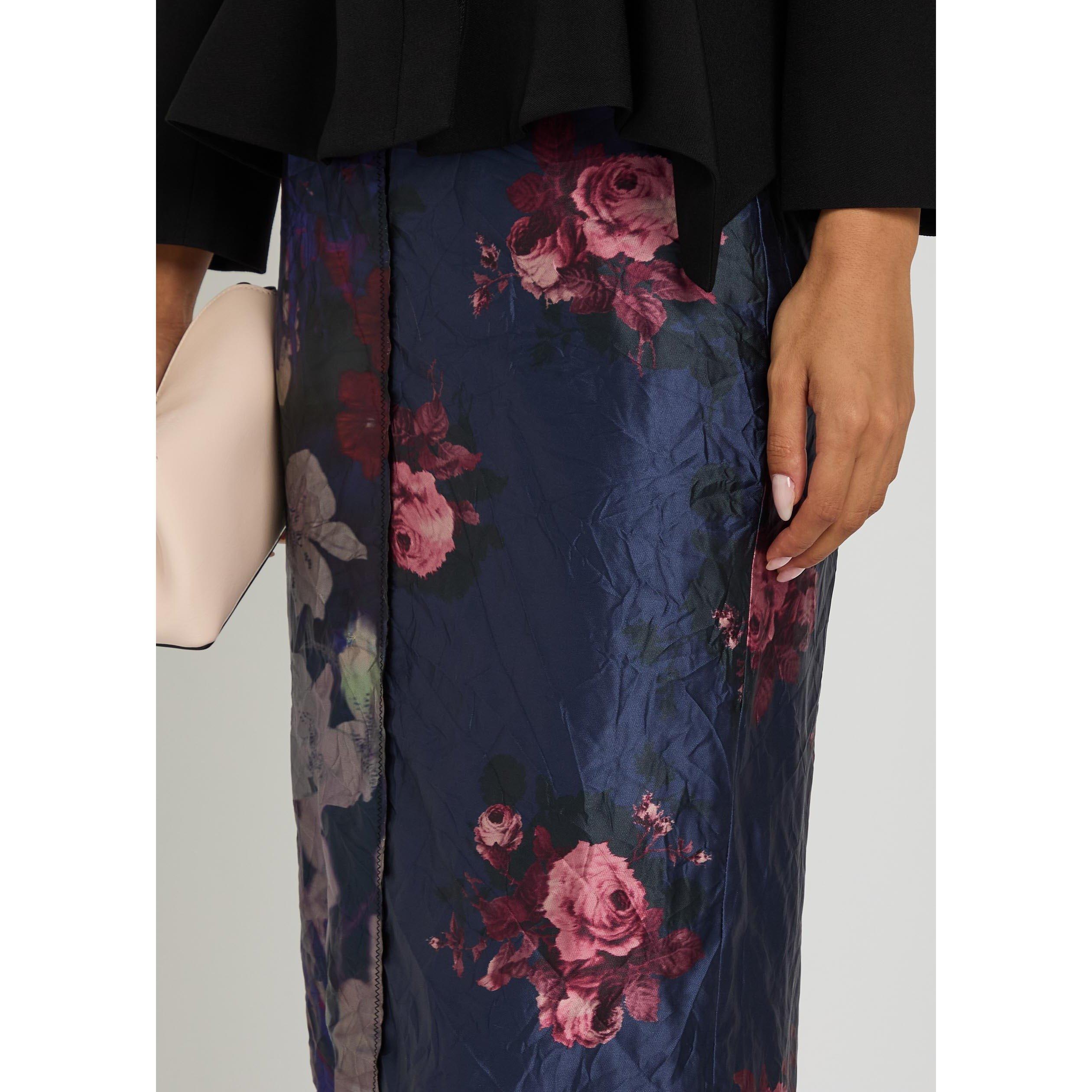 BLUE - Erdem - TEXTURED SATIN PENCIL SKIRT - 4