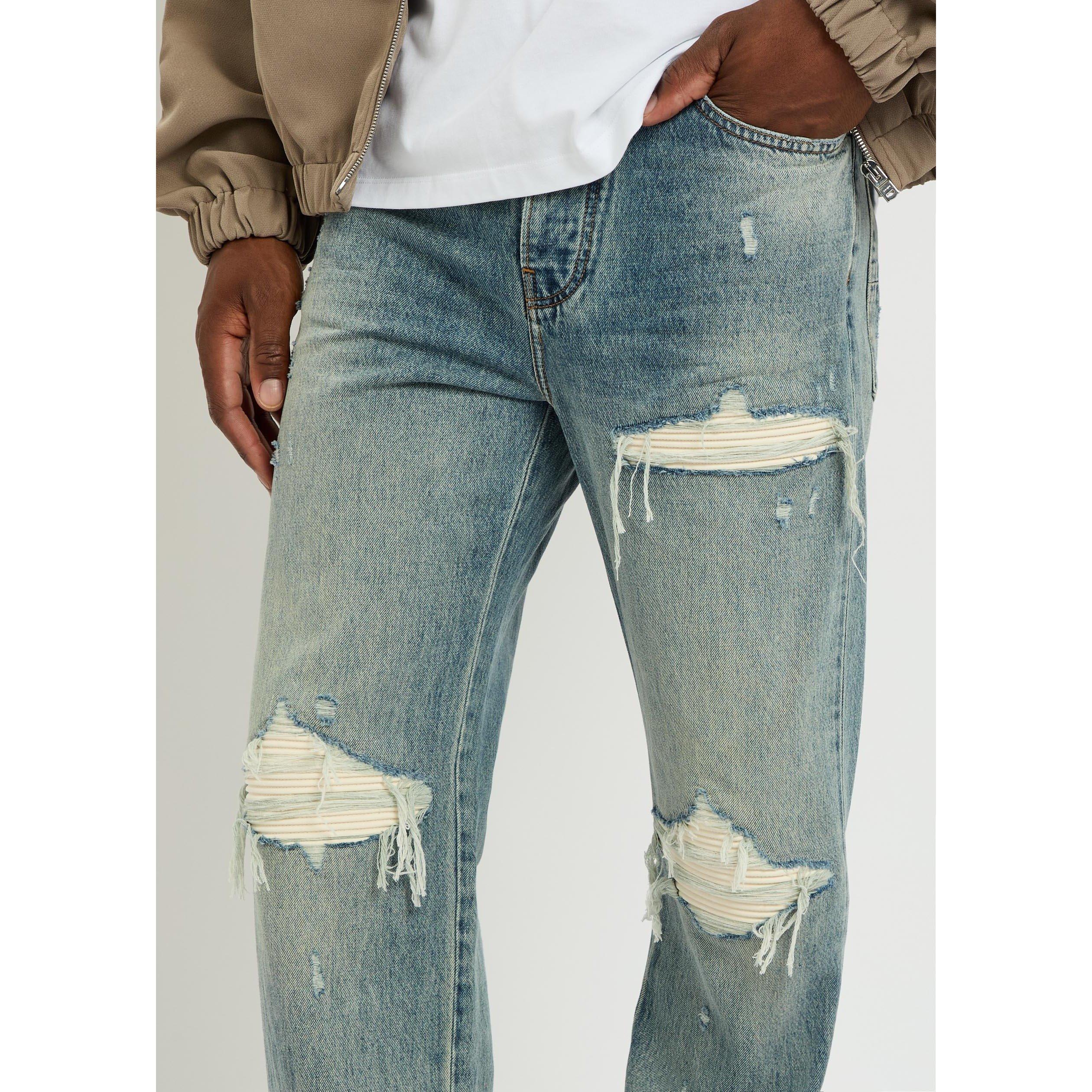 BLUE DENIM OTHE - Amiri - Men's MX1 Suede Straight-Leg Jeans - 4
