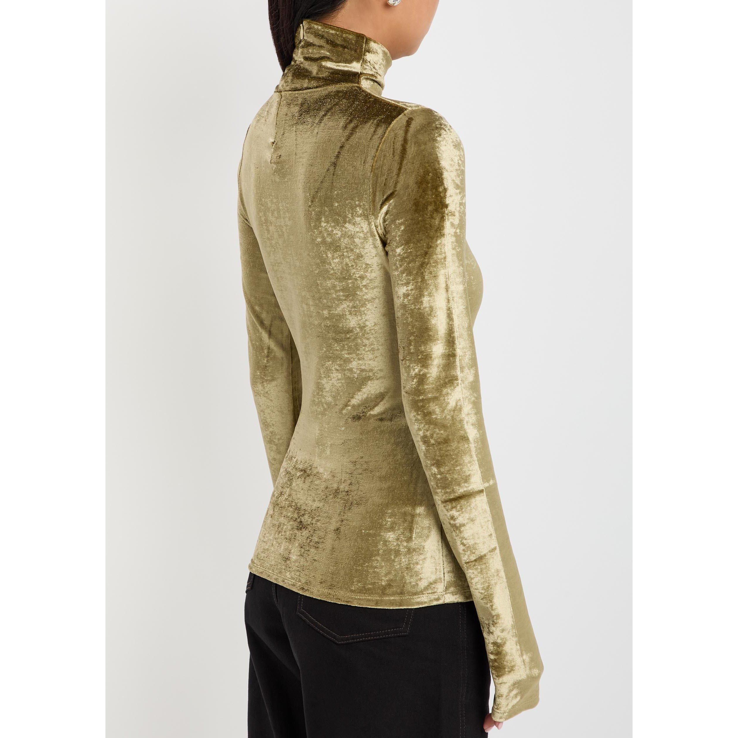 BROWN OTHER - Lemaire - Women's Velvet High-Neck Slim-Fit Long-Sleeve T-Shirt - 3