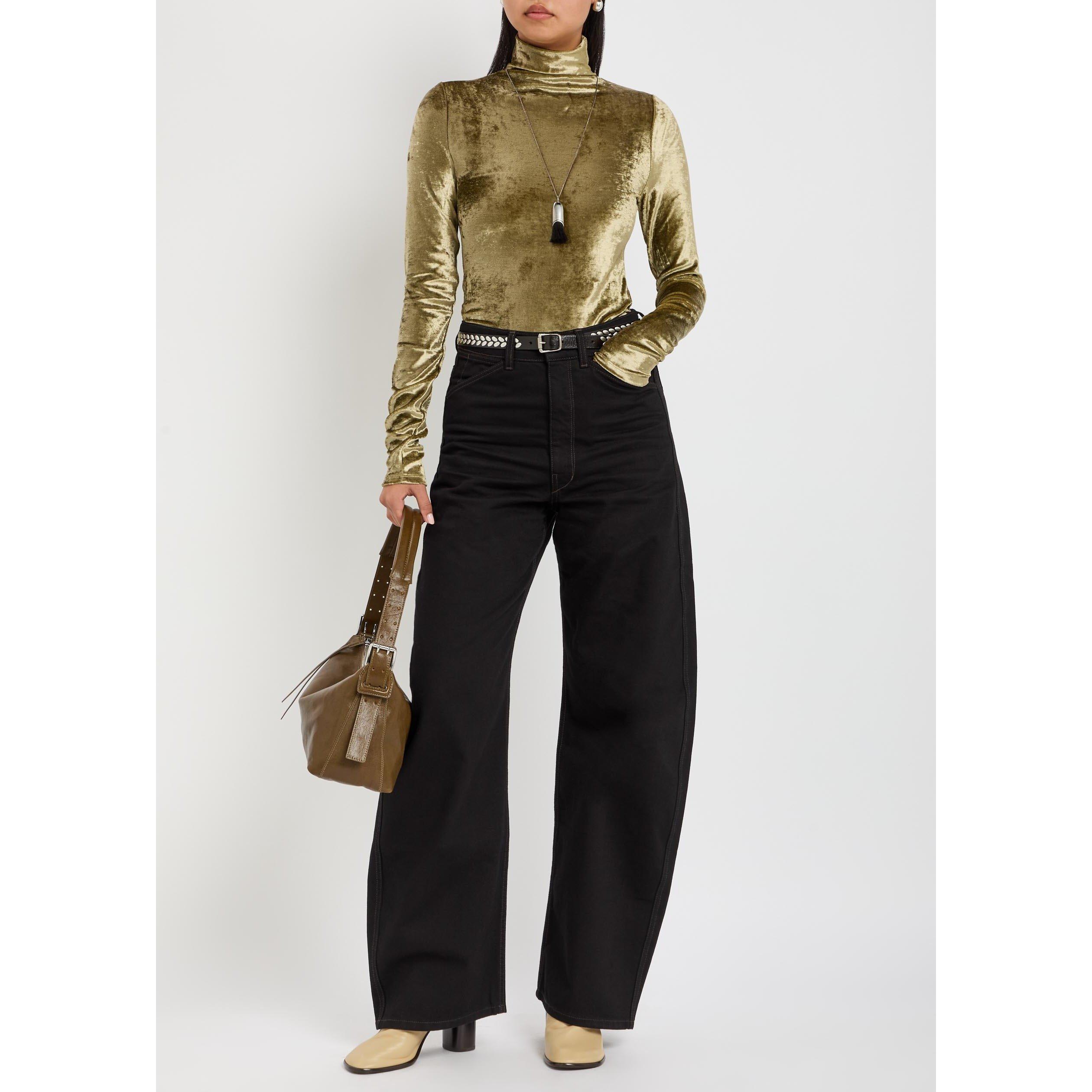 BROWN OTHER - Lemaire - Women's Velvet High-Neck Slim-Fit Long-Sleeve T-Shirt - 5