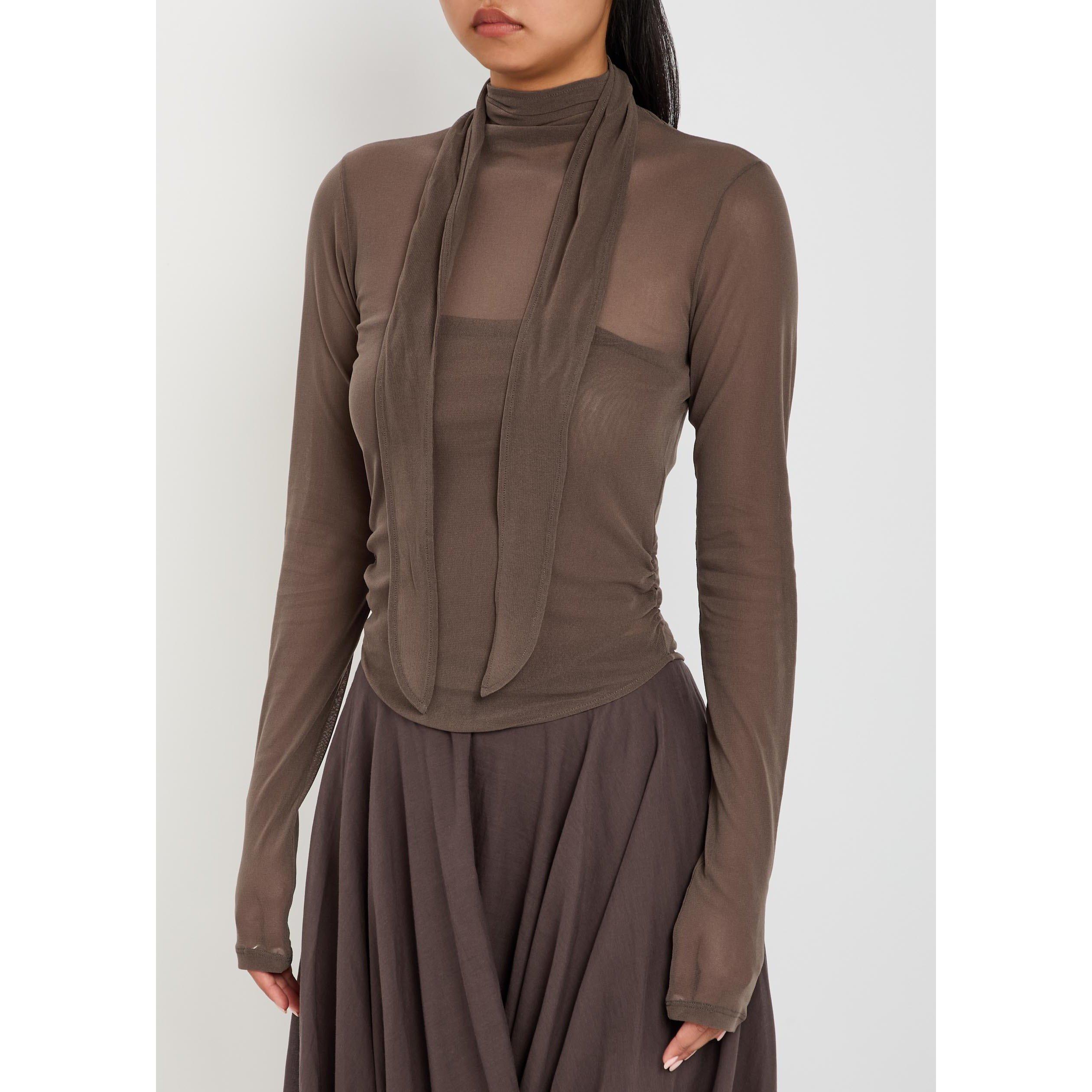 BROWN - Lemaire - Women's Ballerina Foulard Slim-Fit Long-Sleeve T-Shirt - 2