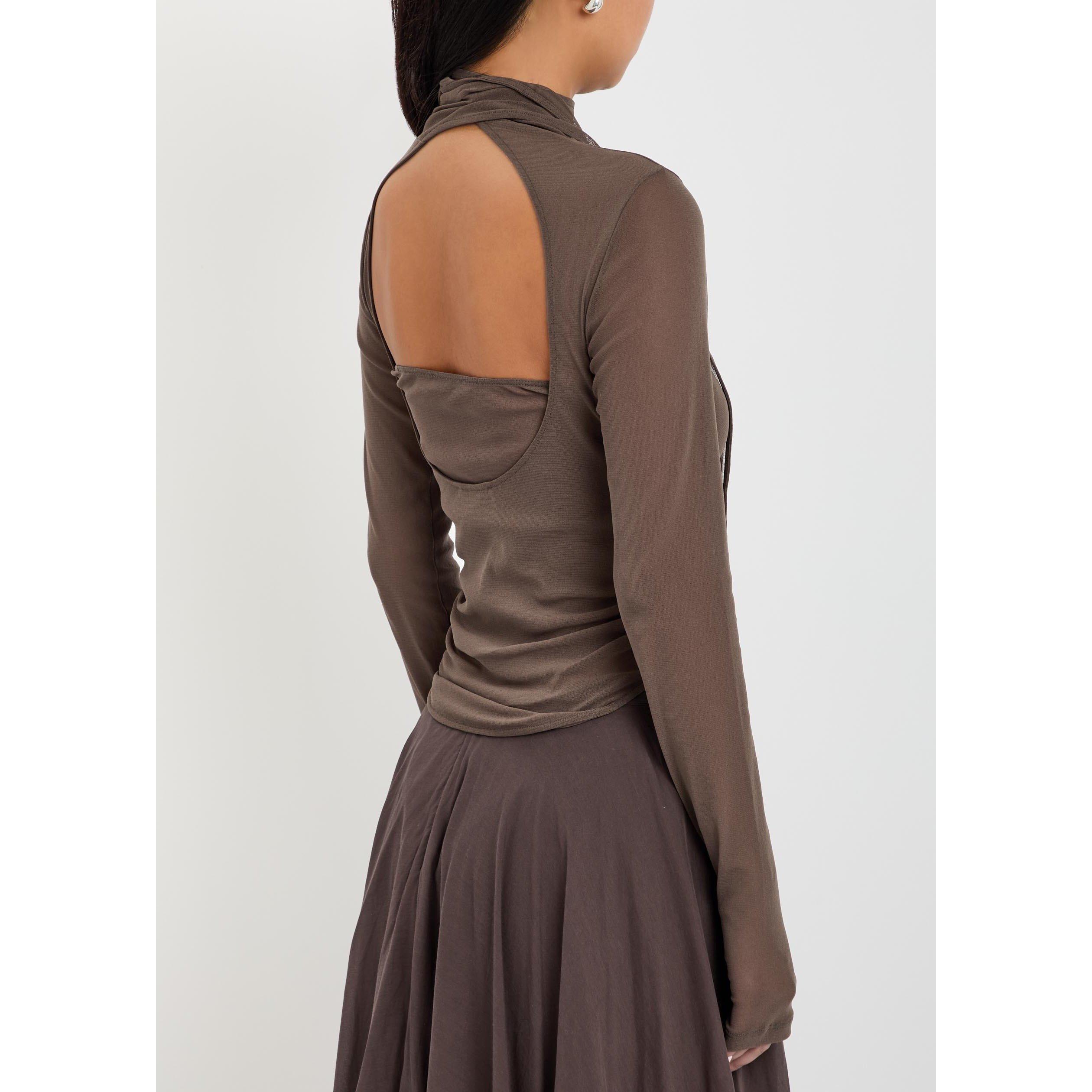BROWN - Lemaire - Women's Ballerina Foulard Slim-Fit Long-Sleeve T-Shirt - 3