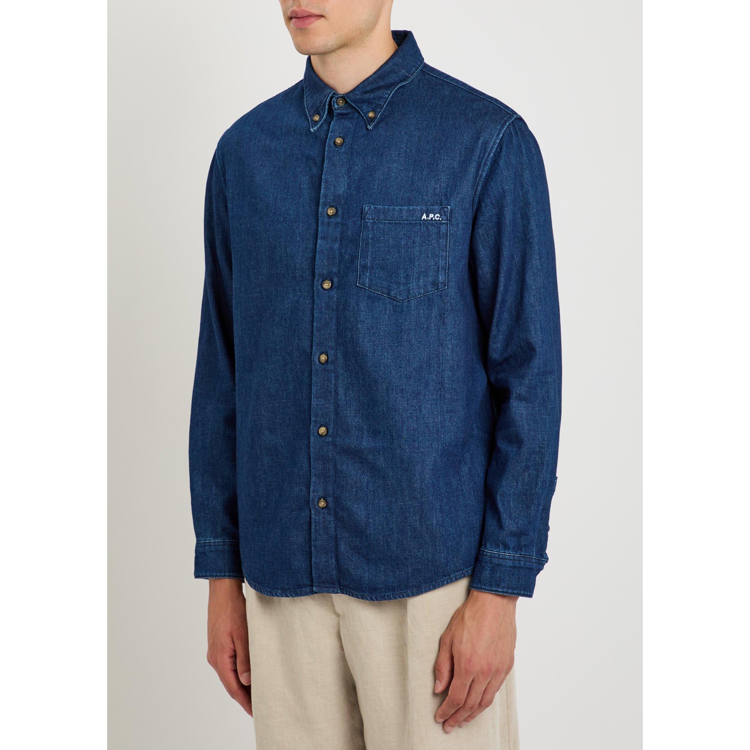 DARK BLUE - APC - Men's Long-Sleeve Denim Shirt - 2