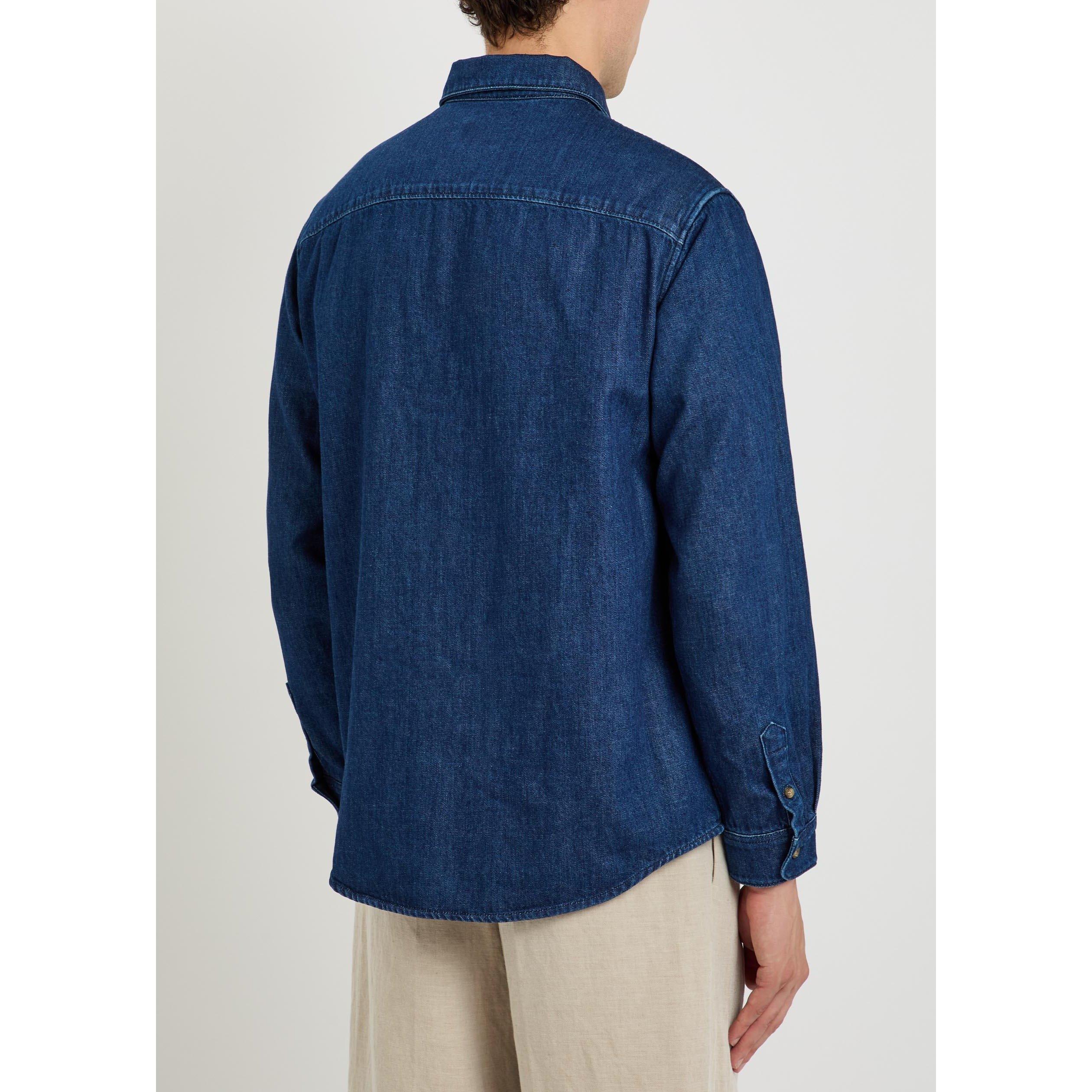 DARK BLUE - APC - Men's Long-Sleeve Denim Shirt - 3