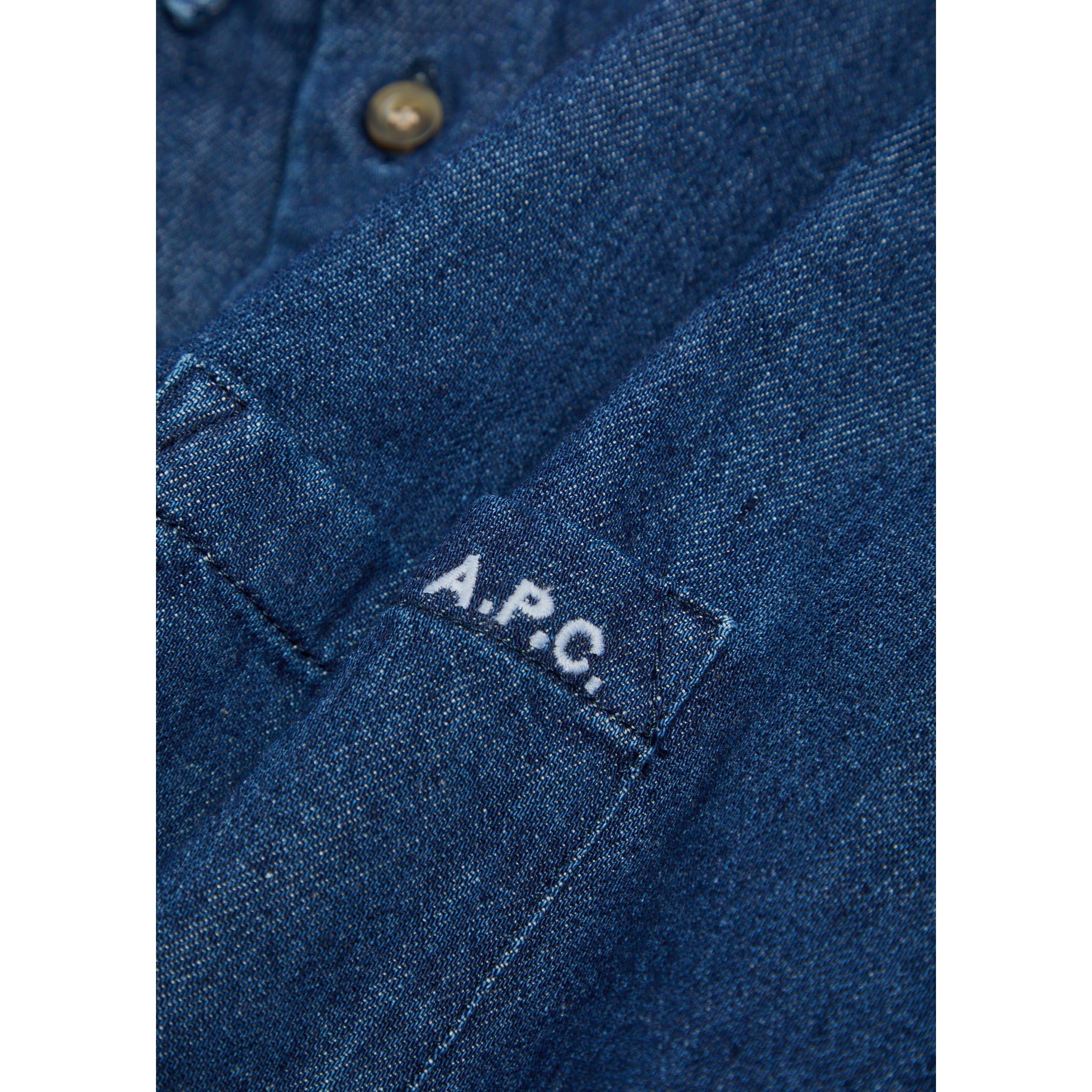 DARK BLUE - APC - Men's Long-Sleeve Denim Shirt - 4
