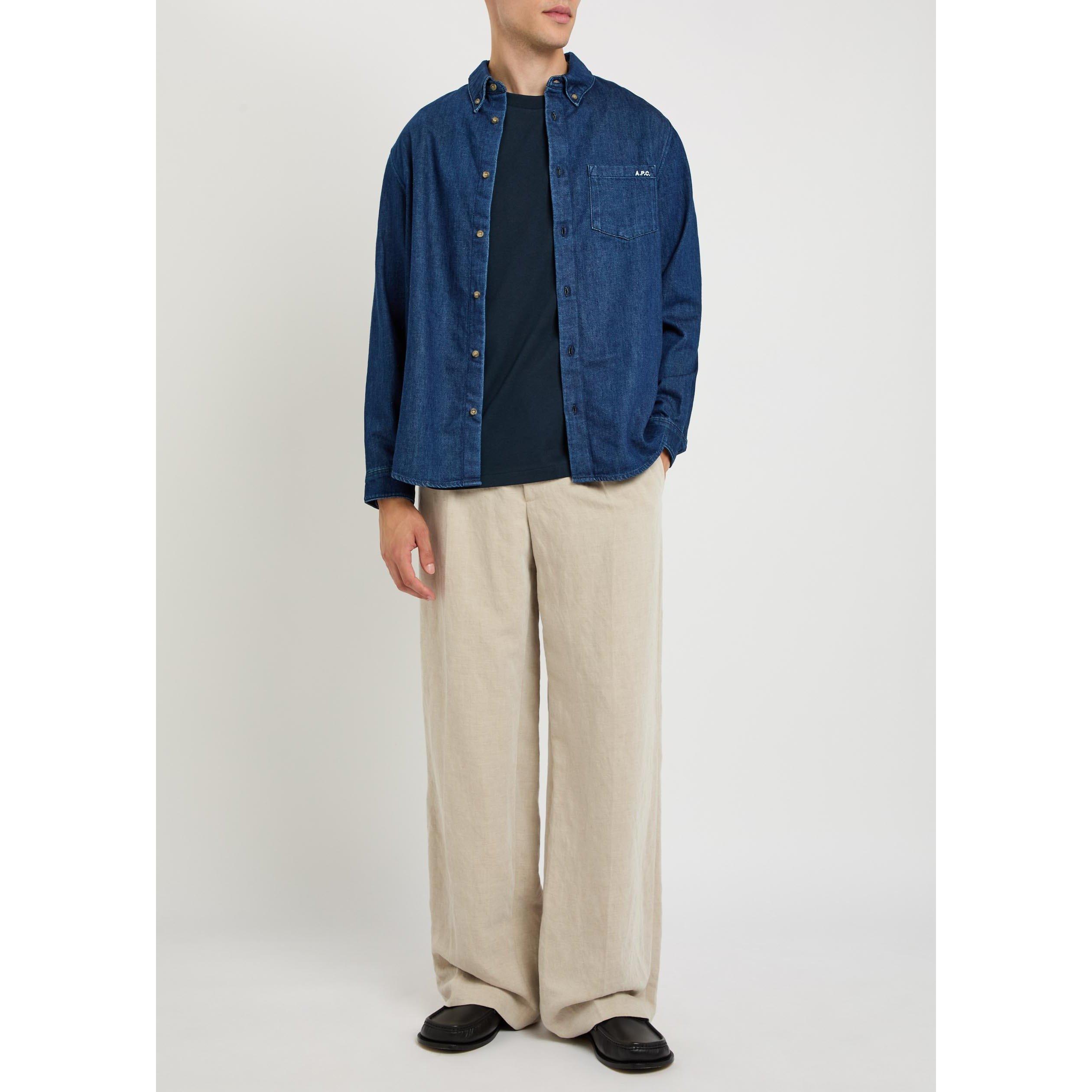 DARK BLUE - APC - Men's Long-Sleeve Denim Shirt - 5