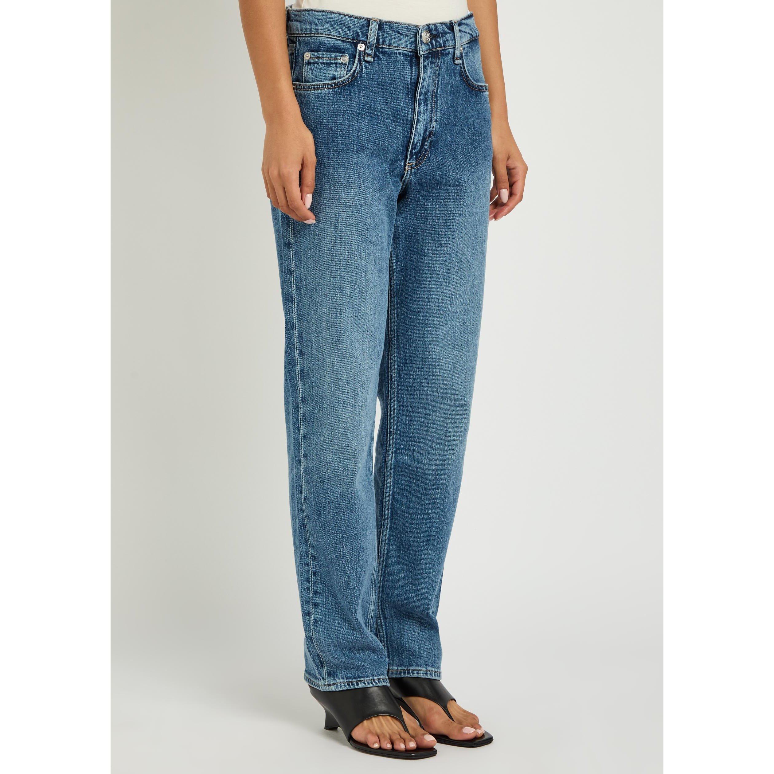 BLUE - Rag and Bone - Women's Harlow Cotton Ankle Straight Leg Jeans - 2