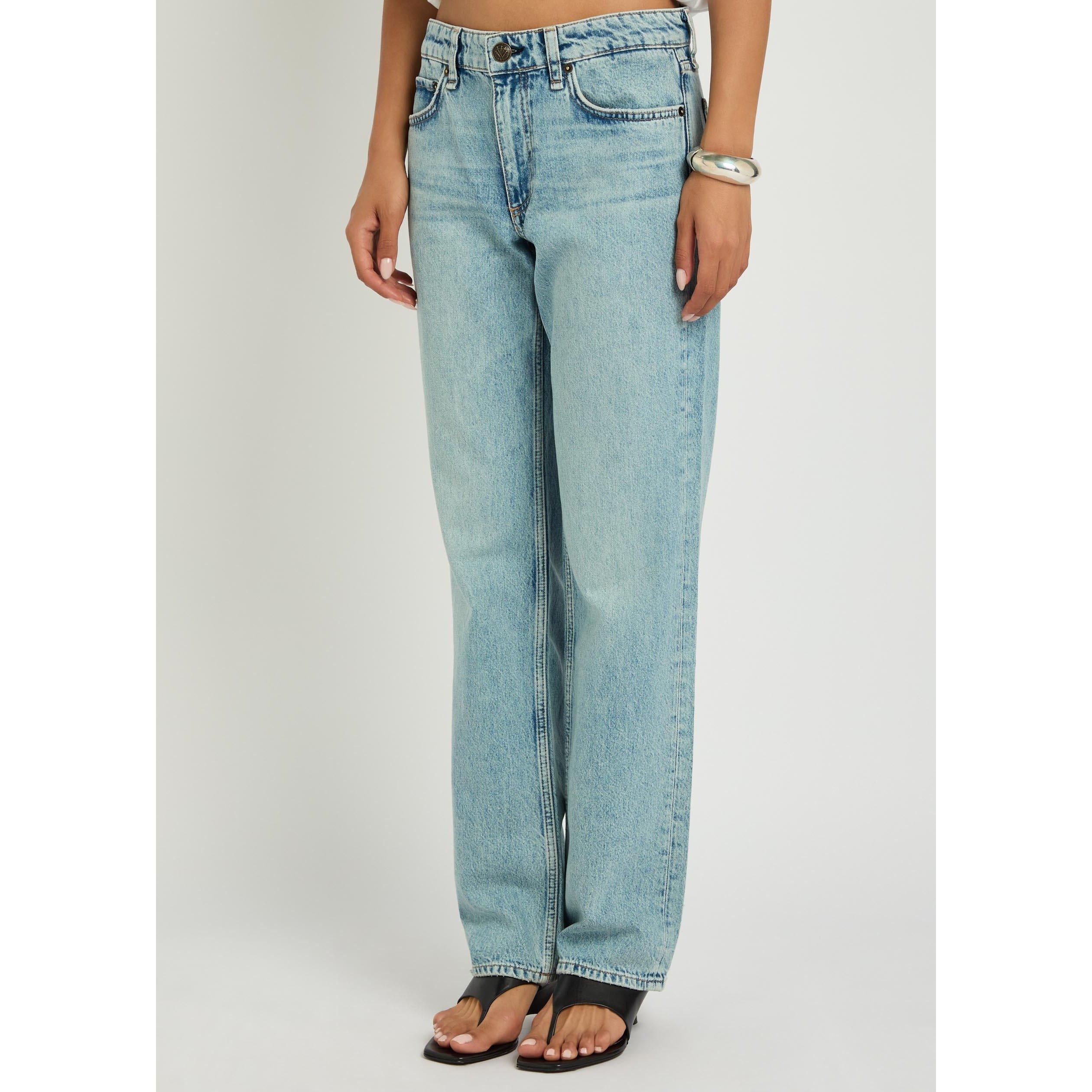 LIGHT BLUE - Rag and Bone - Women's Harlow Low-Rise Cotton Straight Leg Jeans - 2