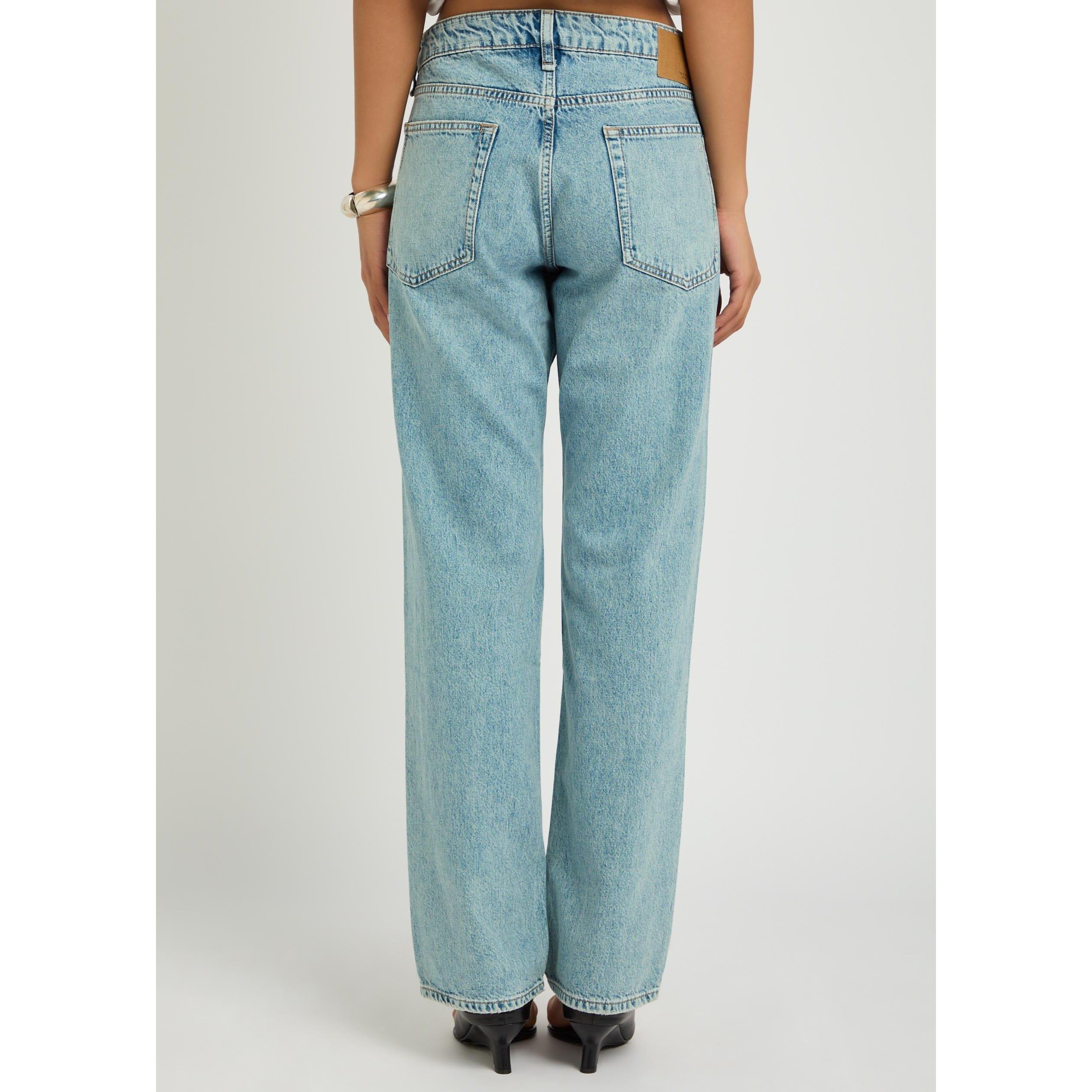 LIGHT BLUE - Rag and Bone - Women's Harlow Low-Rise Cotton Straight Leg Jeans - 3