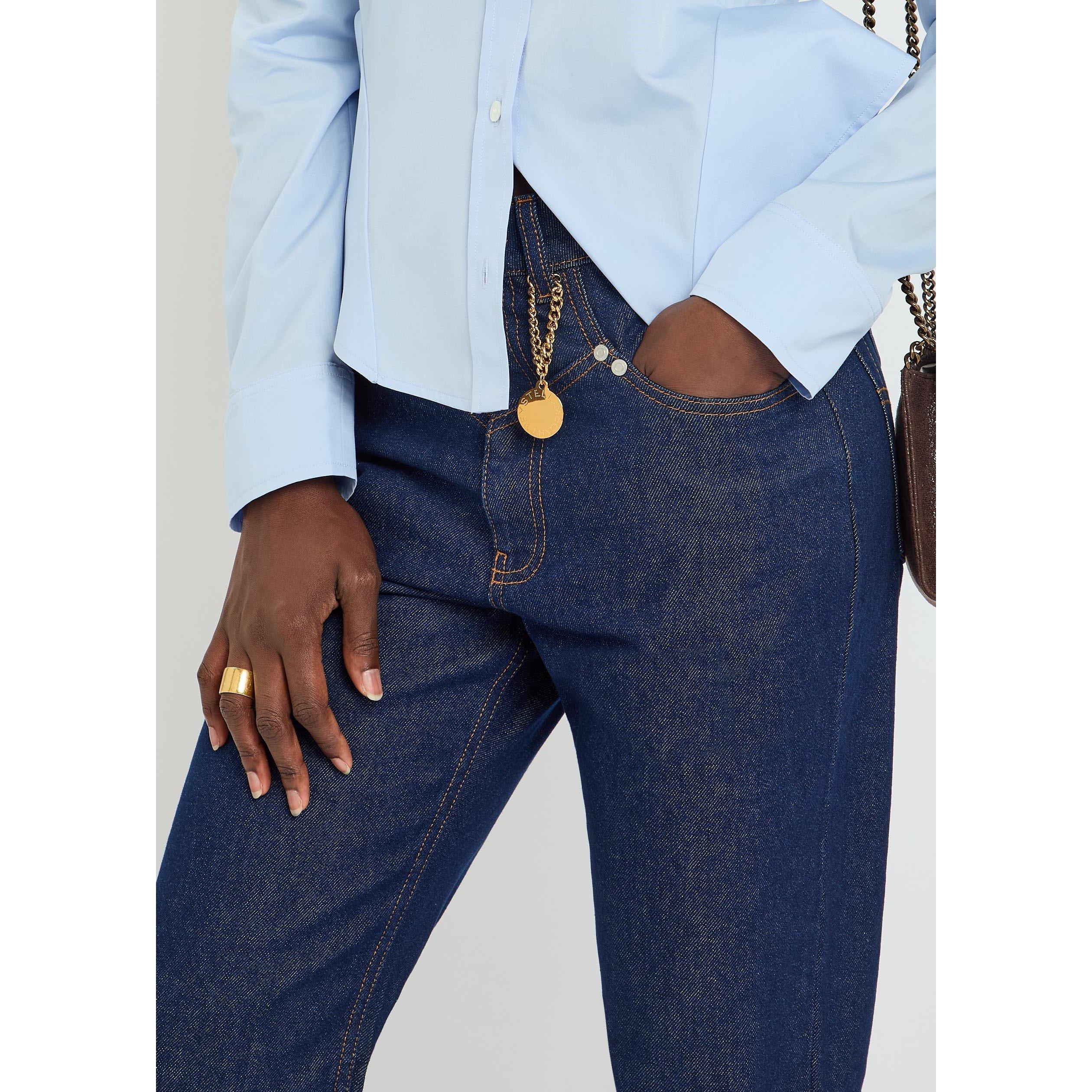 DENIM - Stella McCartney - Women's Cotton Mid-Rise Slim-Fit Jeans - 4