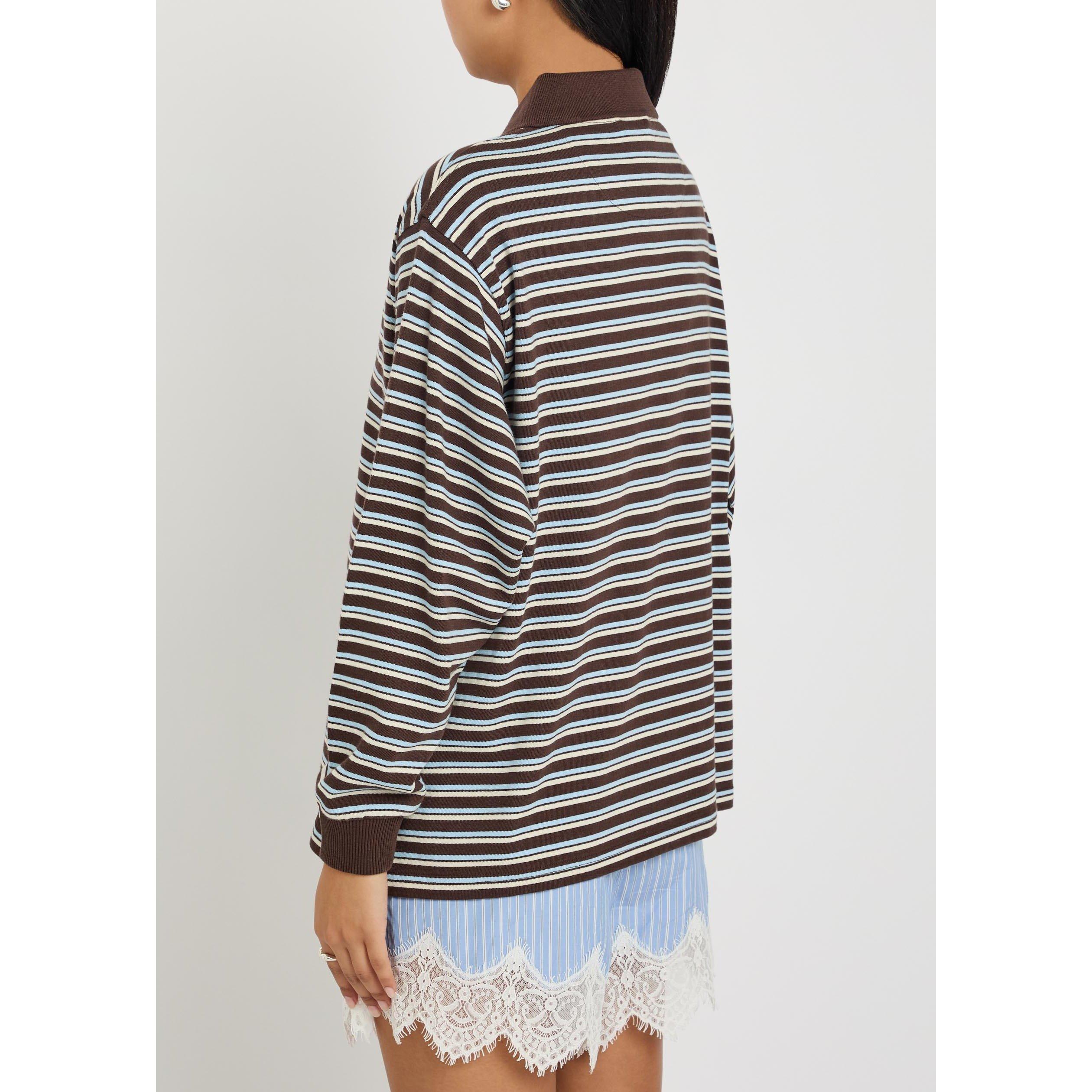 MULTICOLOURED - Damson Madder - Women's Remie Cotton Oversized-Fit Rugby Shirt - 3