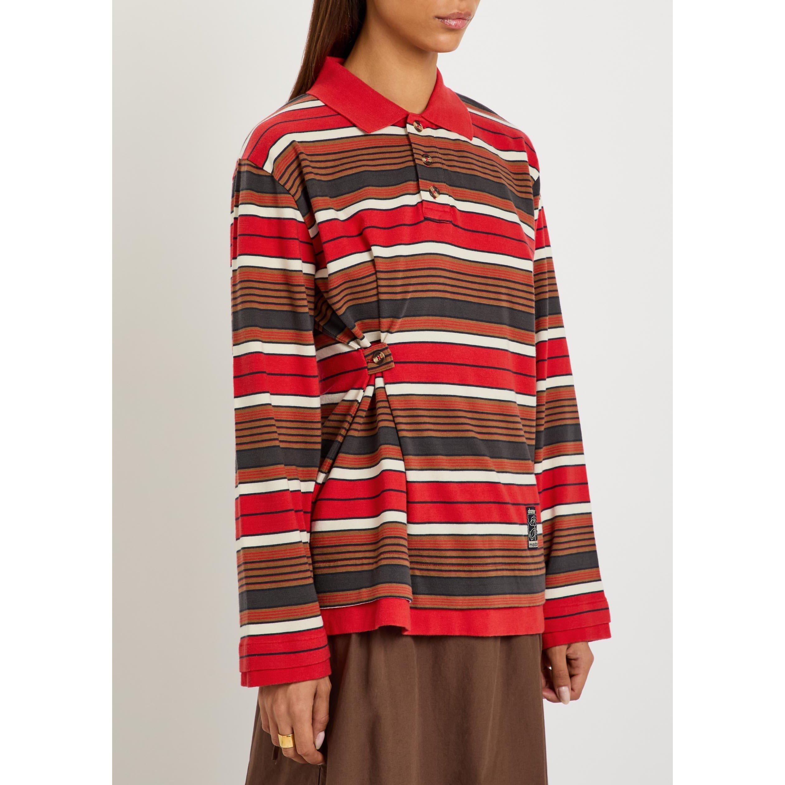 RED - Damson Madder - Women's Noah Cinch Striped Long-Sleeve Cotton Rugby Shirt - 2