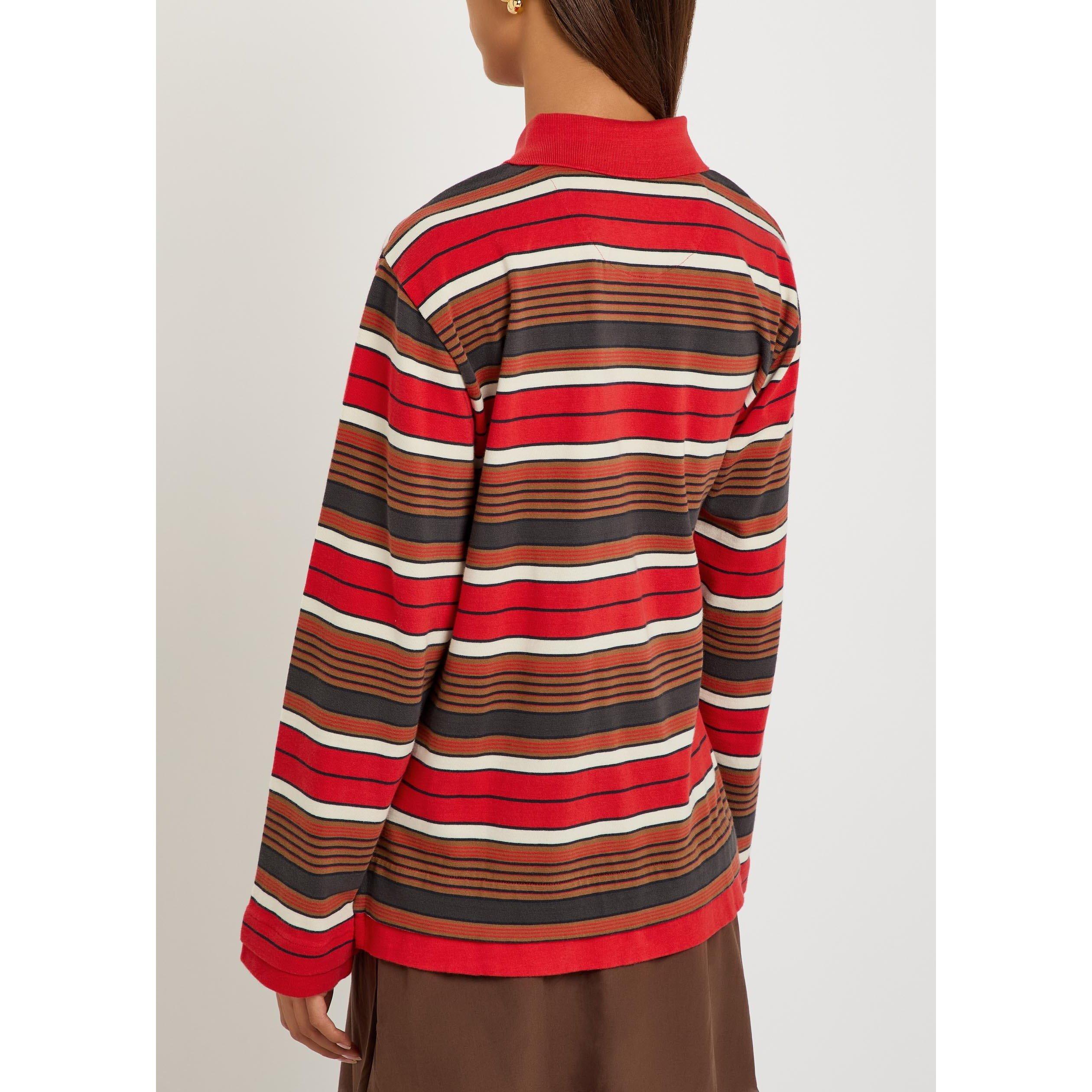 RED - Damson Madder - Women's Noah Cinch Striped Long-Sleeve Cotton Rugby Shirt - 3