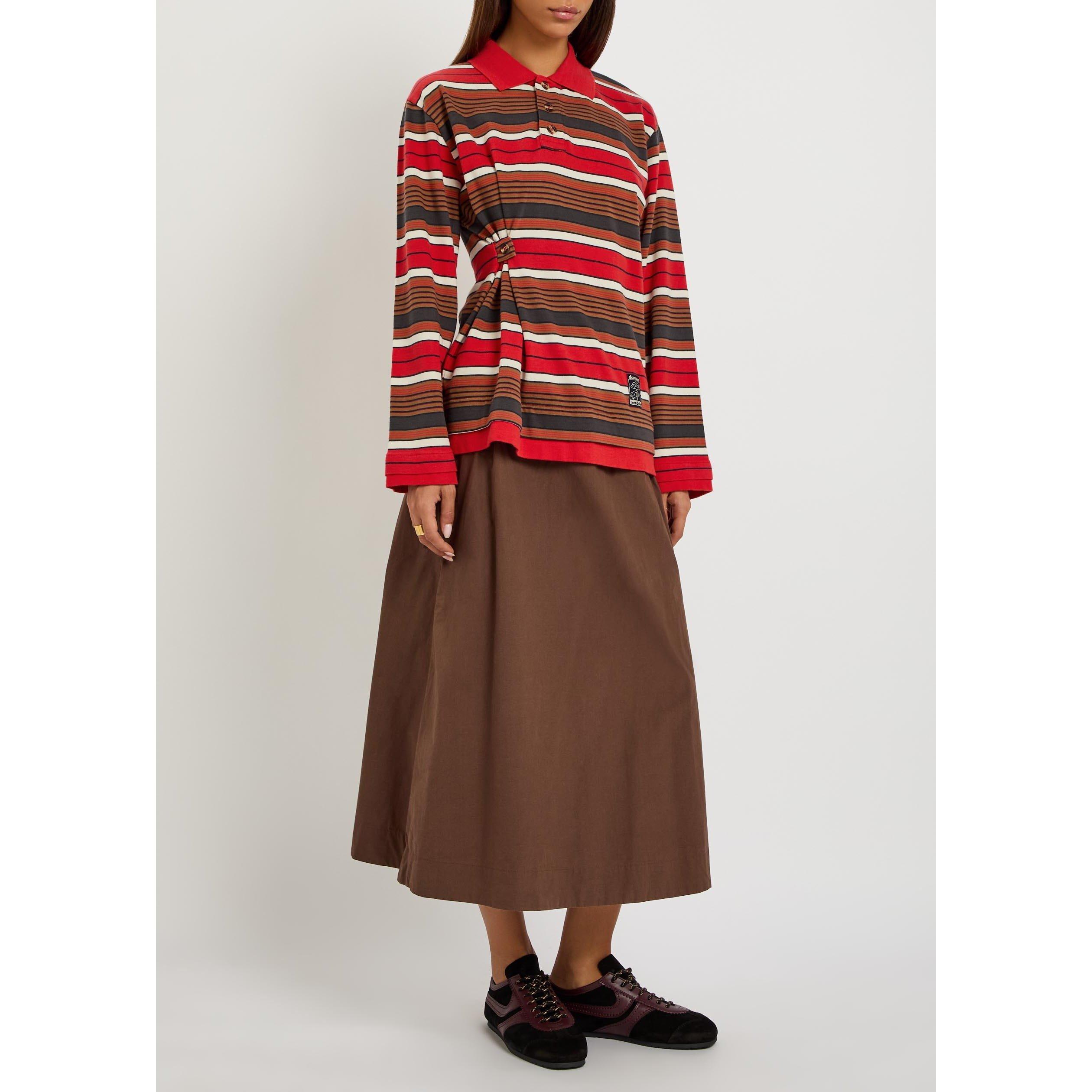 RED - Damson Madder - Women's Noah Cinch Striped Long-Sleeve Cotton Rugby Shirt - 5