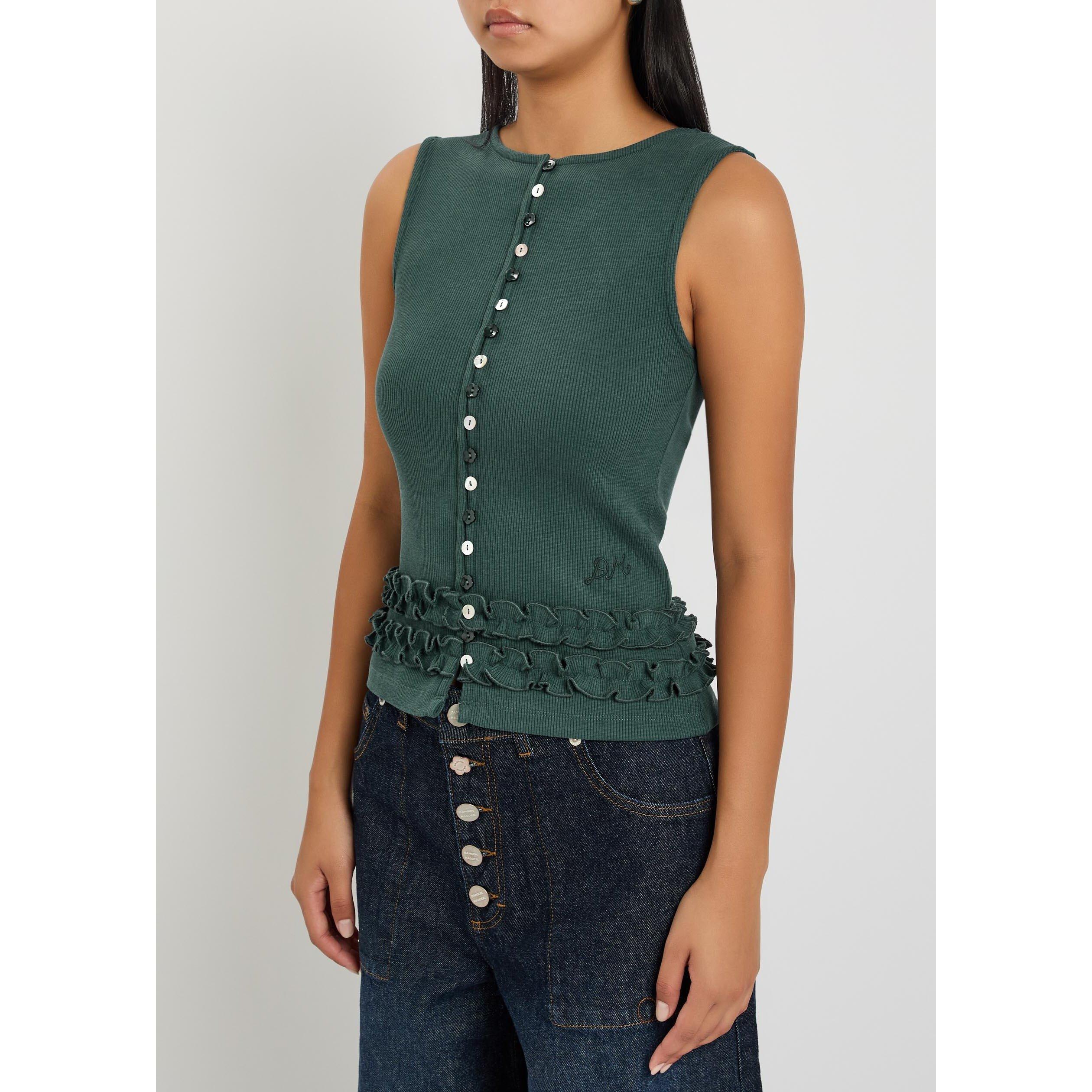 GREEN - Damson Madder - Women's Ember Cotton Slim-Fit Tank Top - 2
