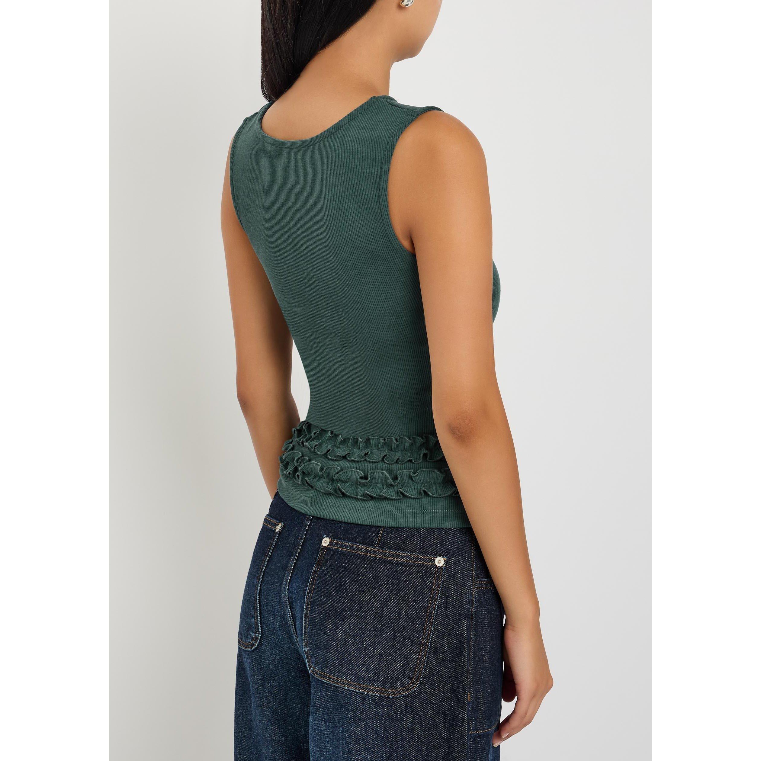 GREEN - Damson Madder - Women's Ember Cotton Slim-Fit Tank Top - 3