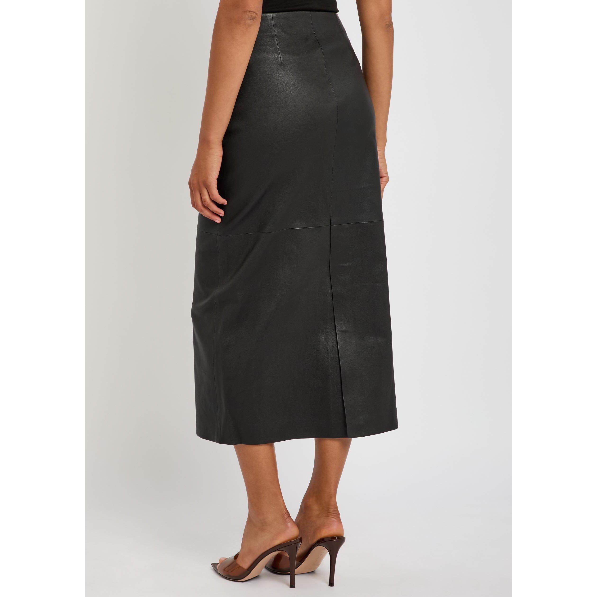 BLACK - Jonathan Simkhai - Women's Raven Leather Pencil Skirt - 3