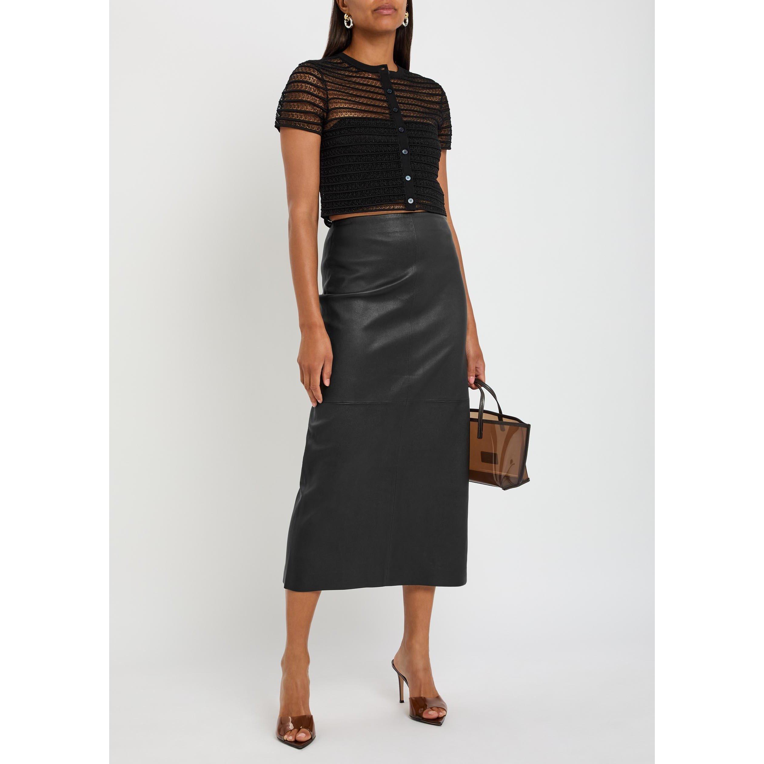 BLACK - Jonathan Simkhai - Women's Raven Leather Pencil Skirt - 5